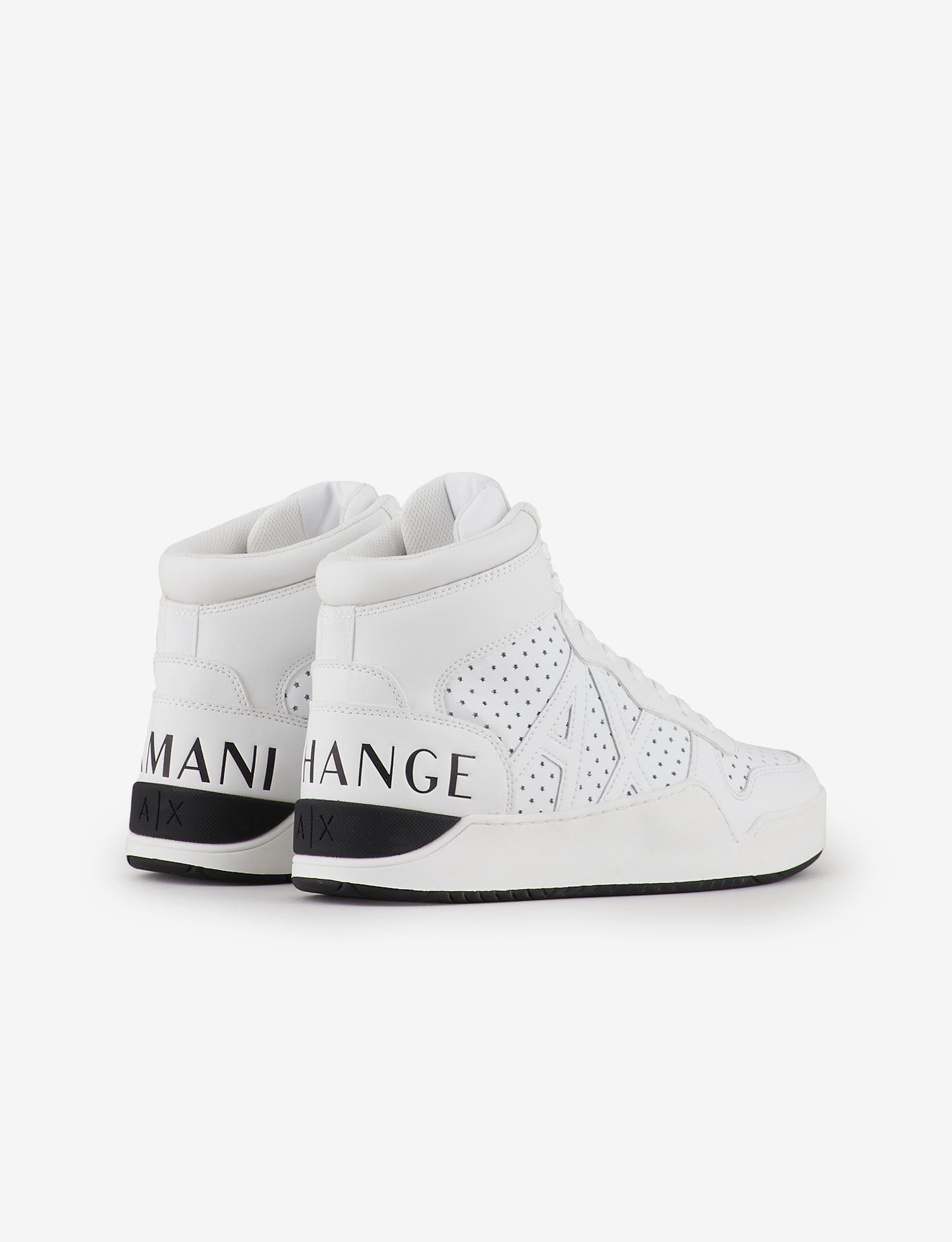 Armani Exchange Leather High-top Sneakers in White for Men | Lyst