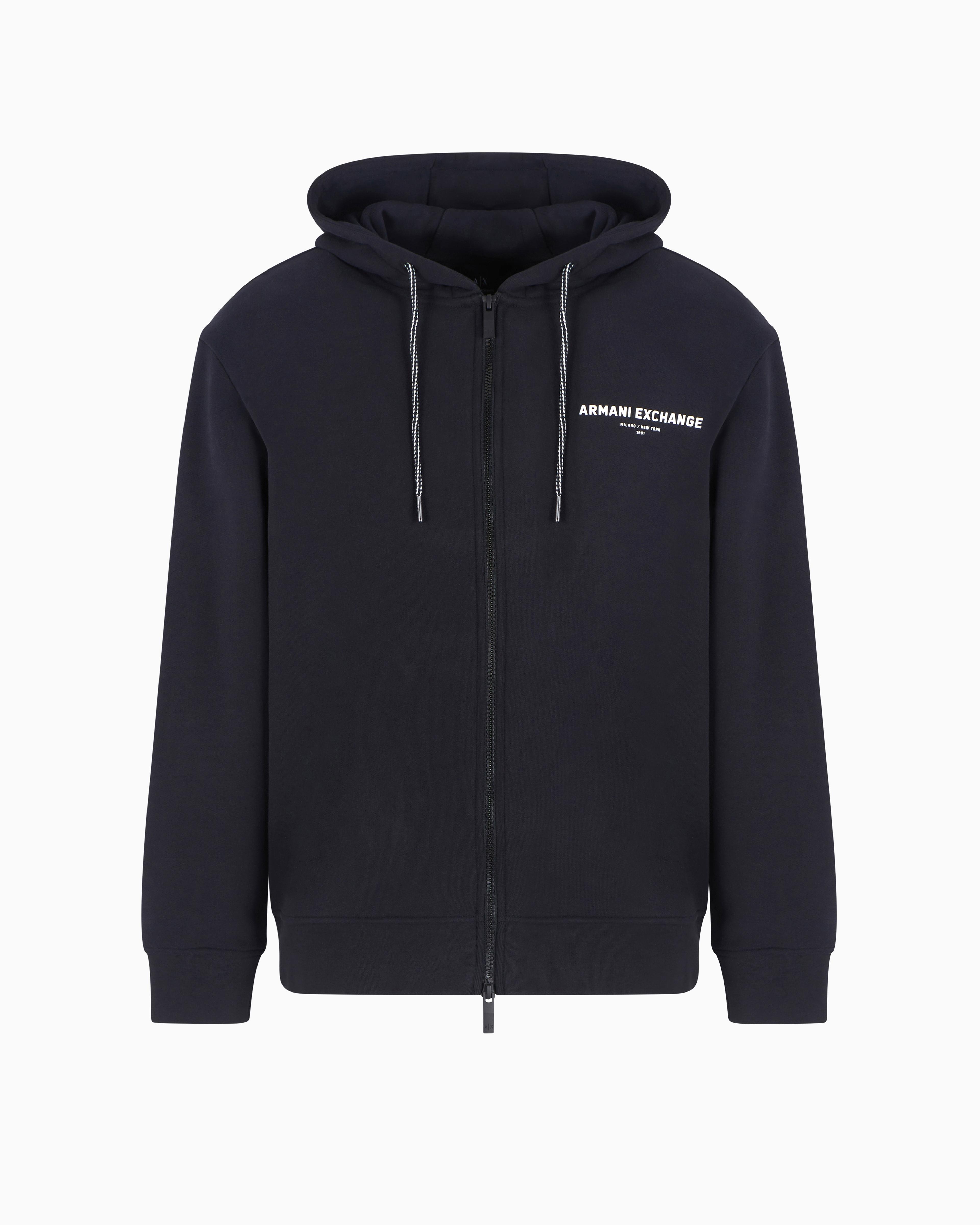 ARMANI EXCHANGE Zip-Up Hoodie With Milan/New York Print On The