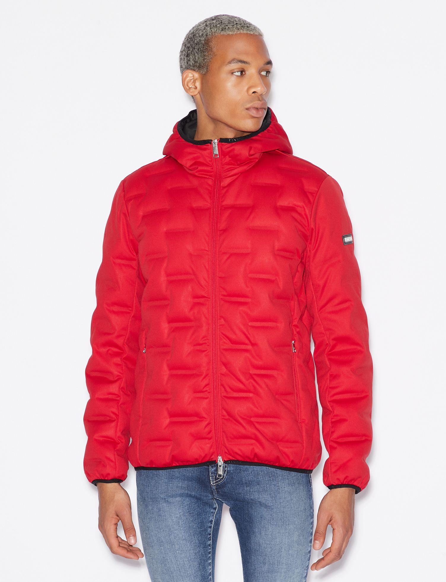 Armani Exchange Synthetic Down Jacket With Hood in Red for Men Lyst