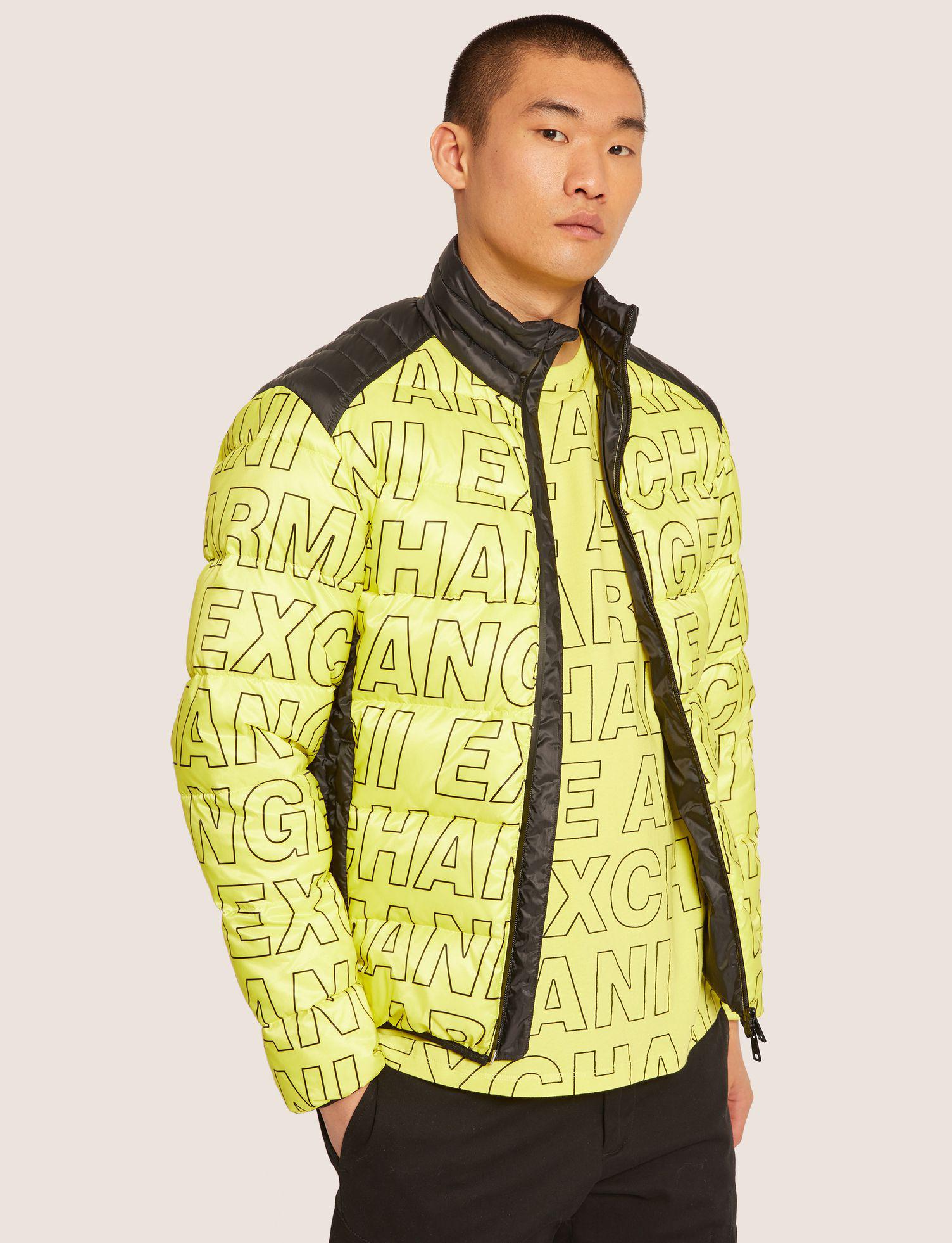 Armani Exchange Synthetic Outdoor Down Jcket In Neon Yellow Black Yellow For Men Lyst