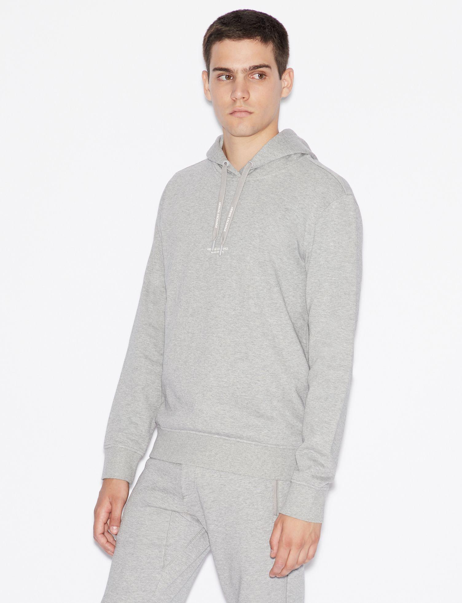Armani Exchange Cotton Hooded Sweatshirt With Logo Lettering in Light Grey (Gray) for Men Lyst