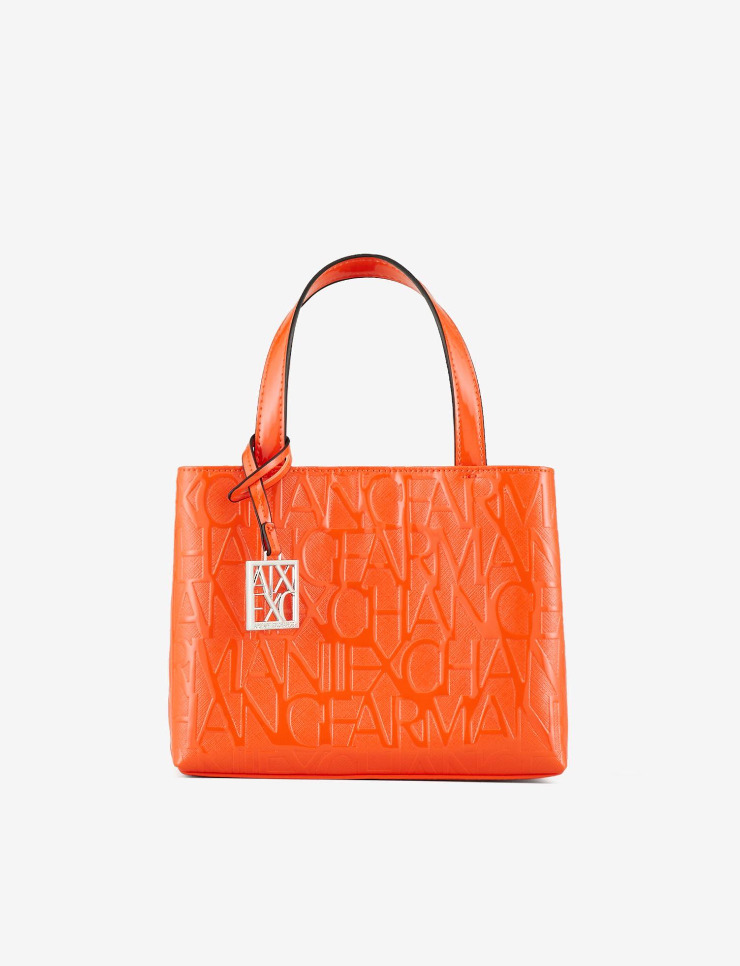 Armani Exchange Embossed Small Tote Bag in Orange | Lyst