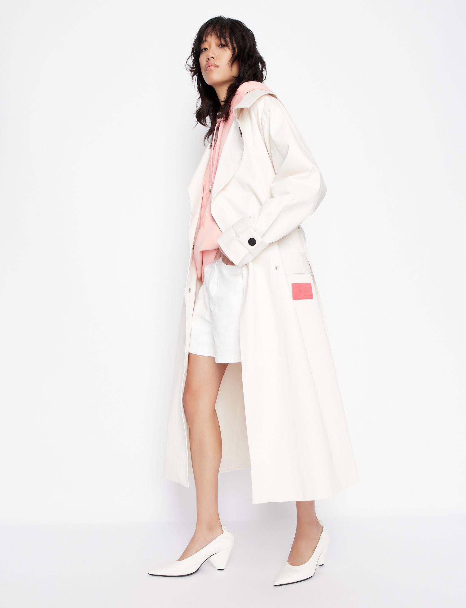Armani Exchange Trench Coat in White | Lyst