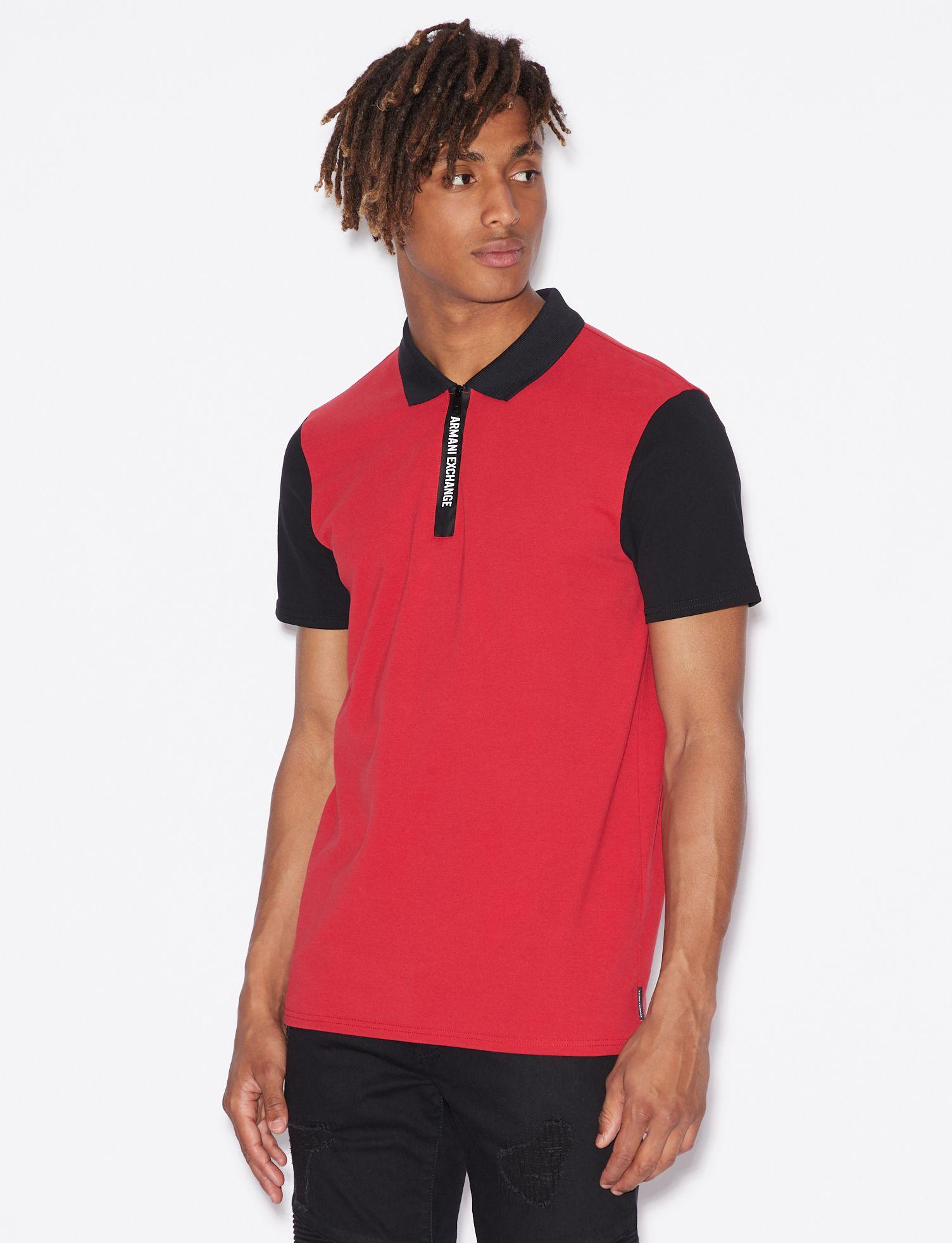 Armani Exchange Cotton Logo Placket Red Polo Shirt for Men - Save 20% ...