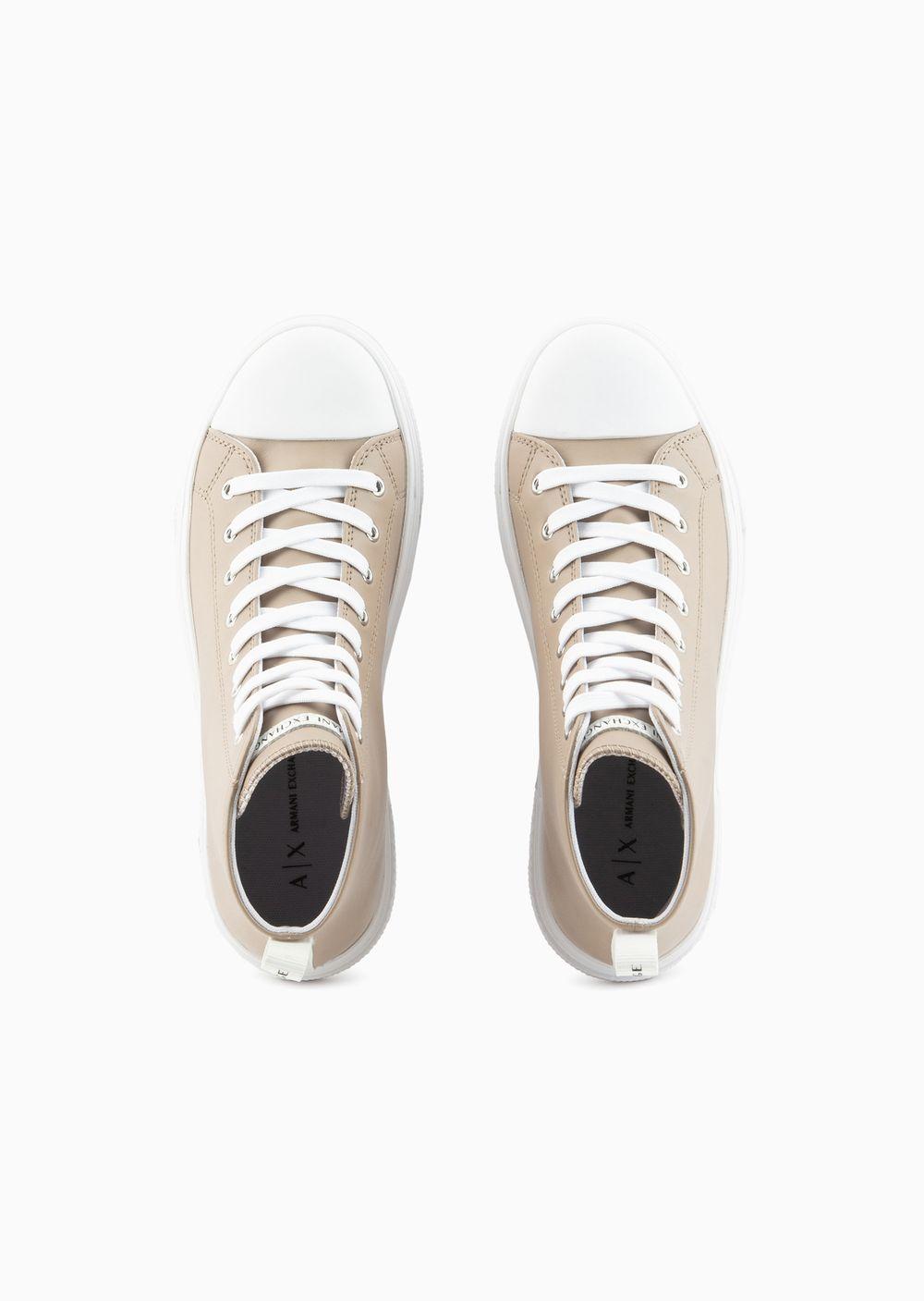 Armani Exchange High Sneakers In Action Leather in White | Lyst