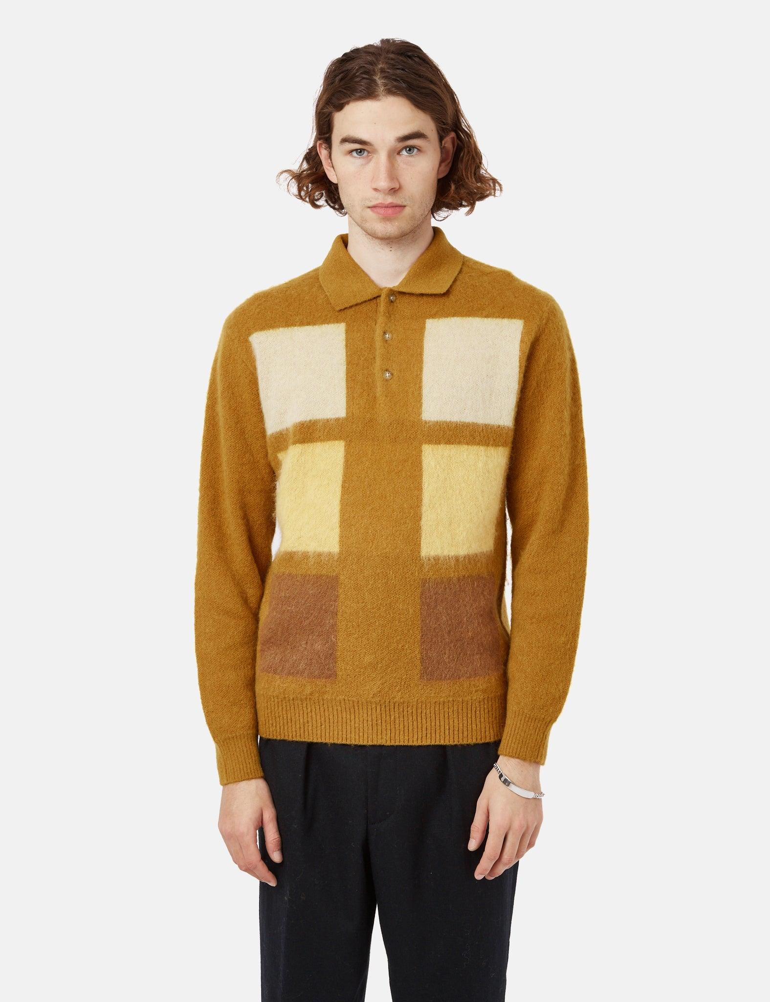 Beams Plus Shaggy 9g Knit Polo Shirt in Yellow for Men | Lyst UK