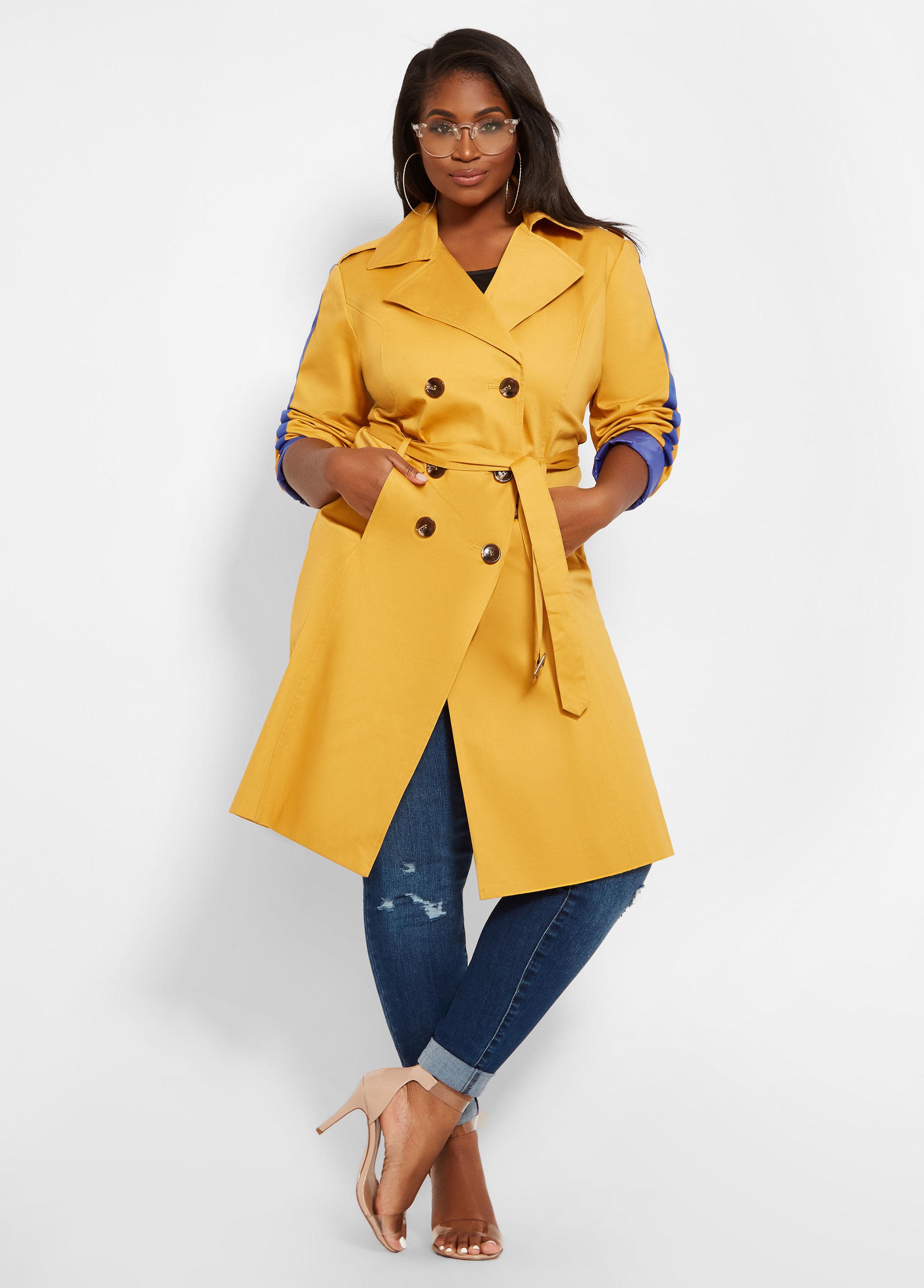 plus size yellow trench coat