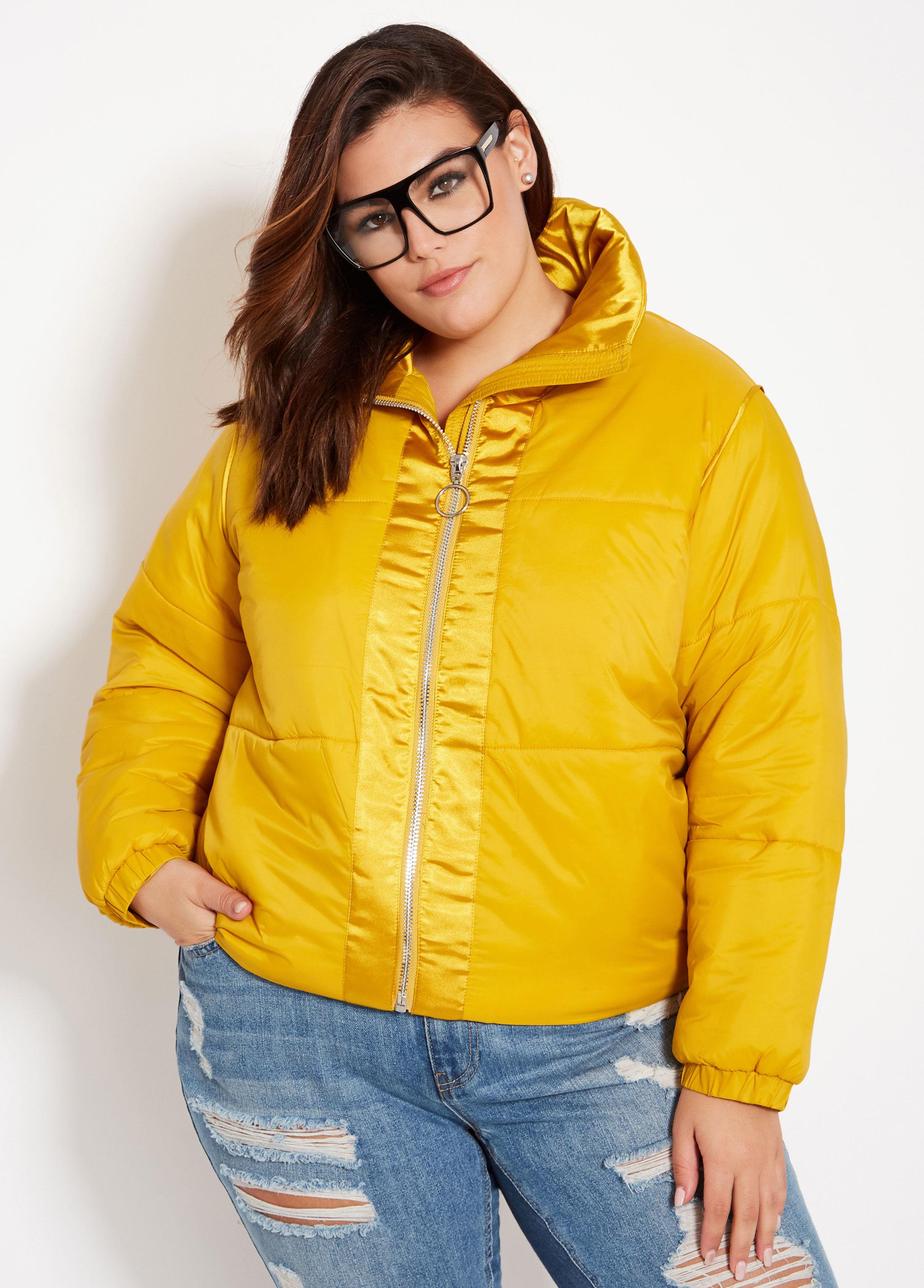 plus size yellow puffer jacket