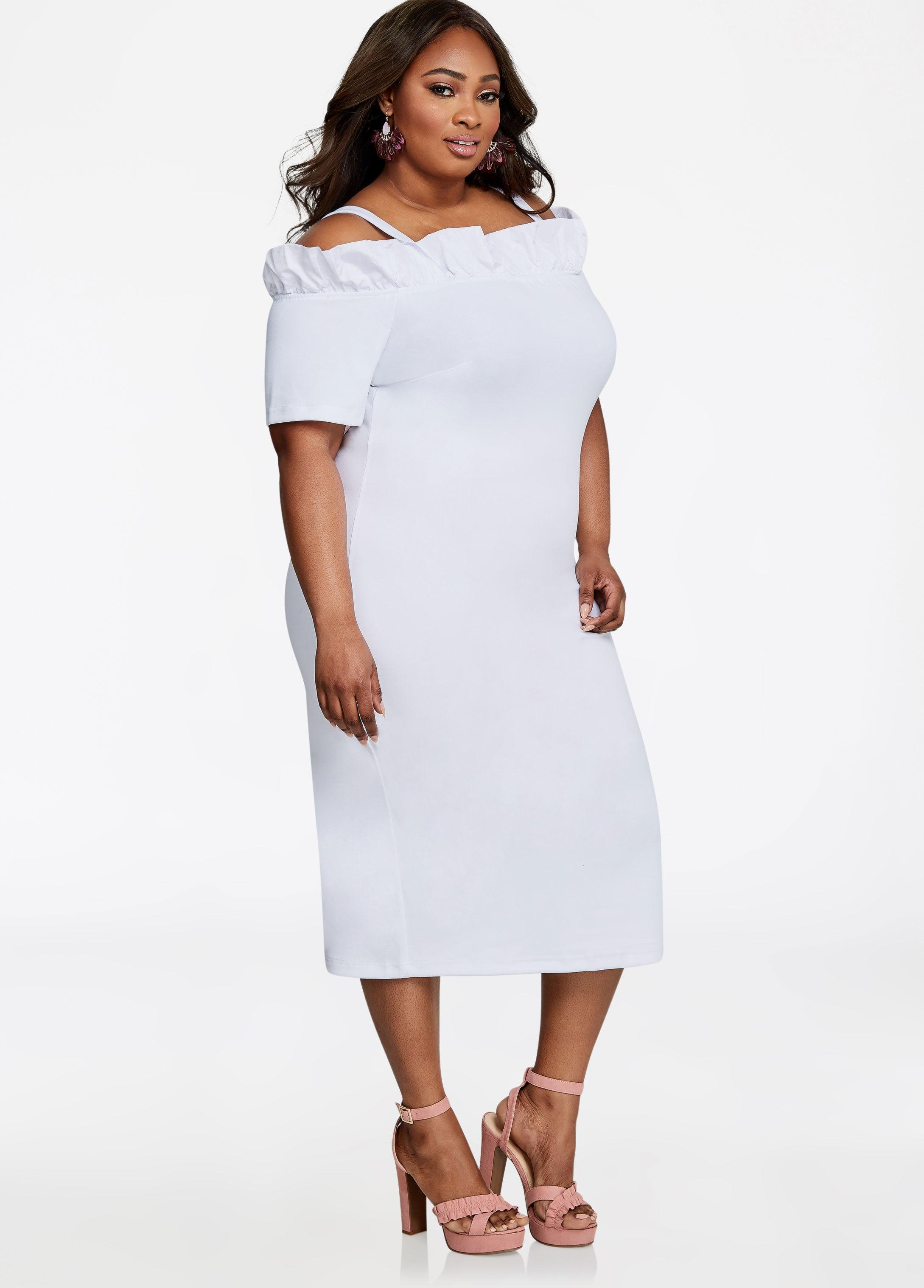 ashley stewart white dresses