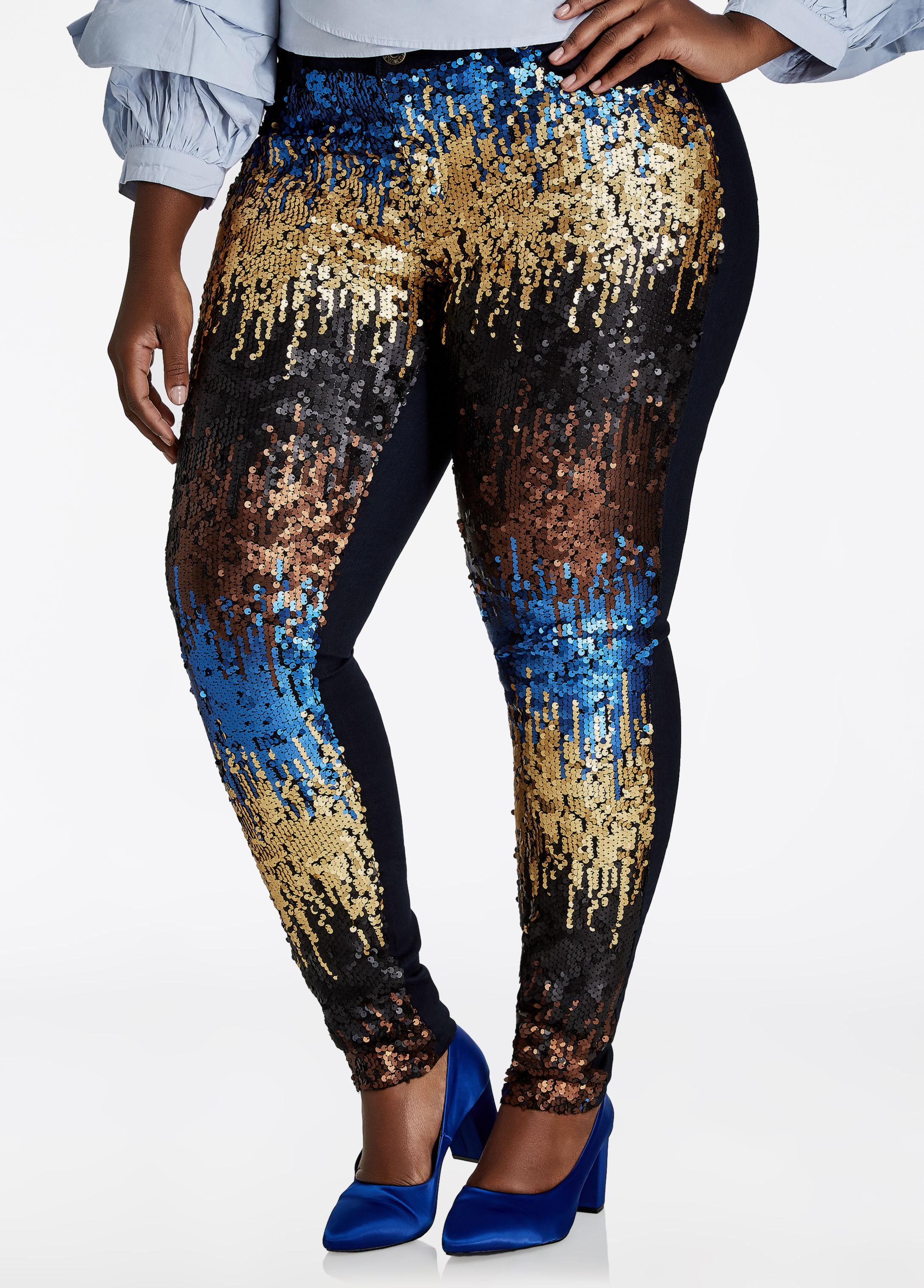 ashley stewart sequin pants