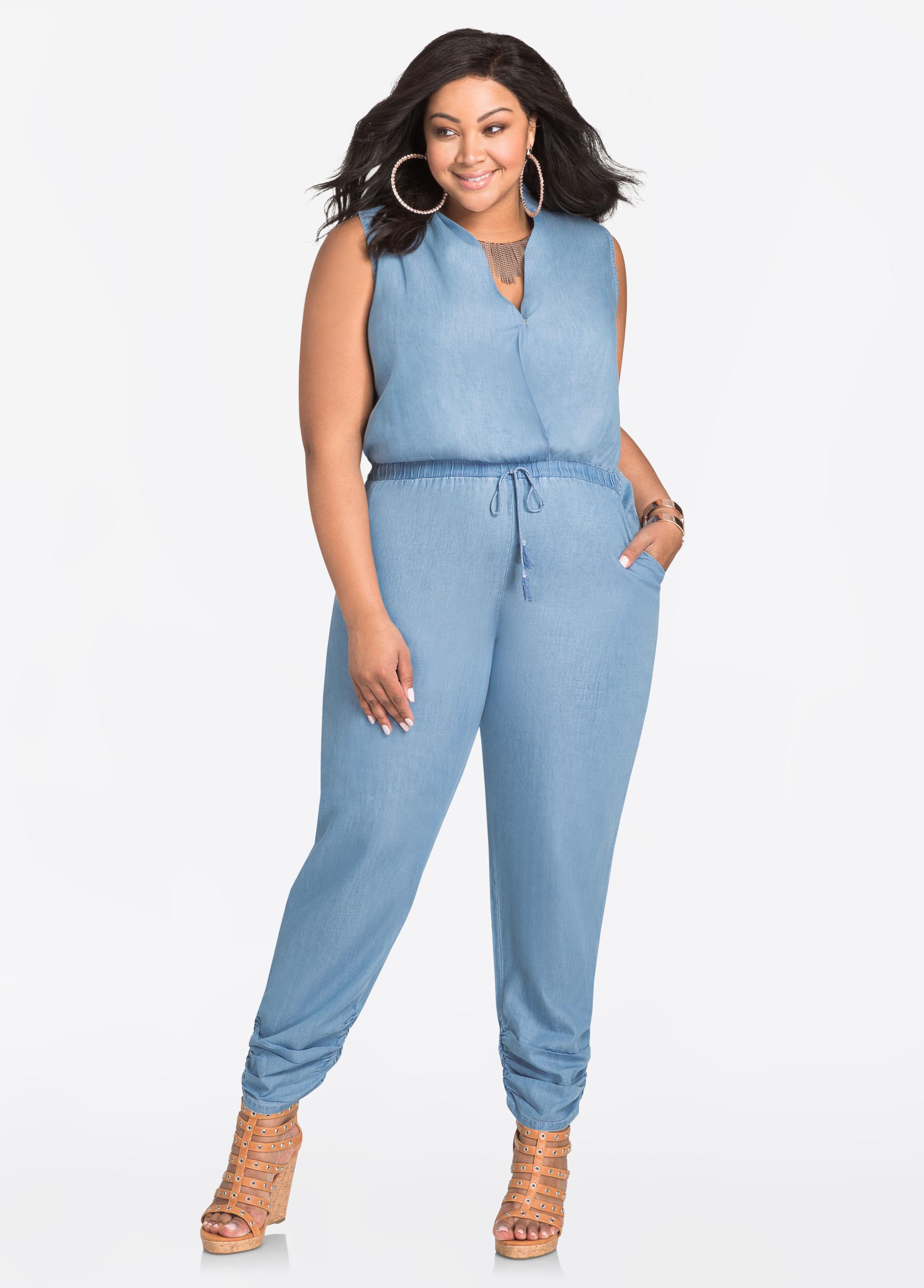 ashley stewart jean jumpsuit