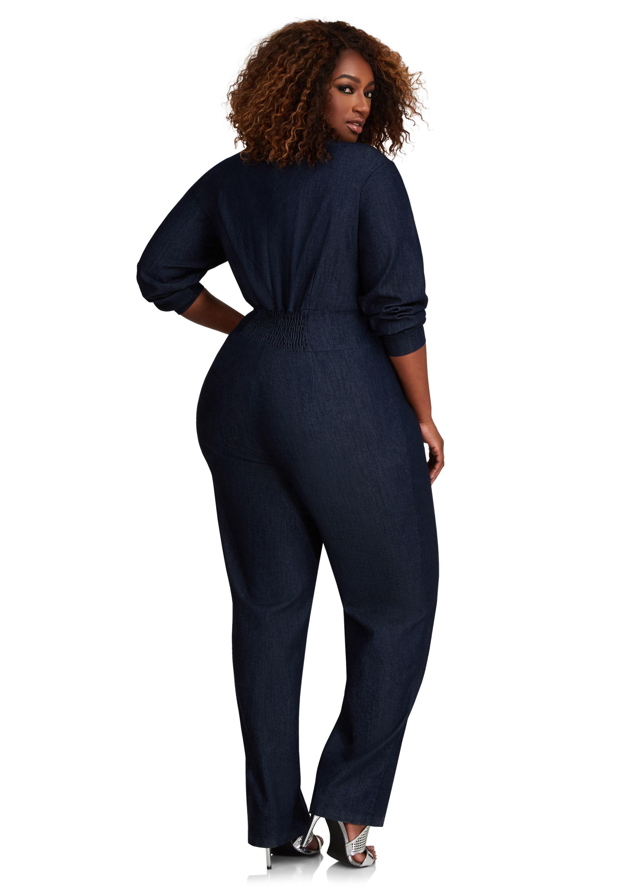 ashley stewart denim romper