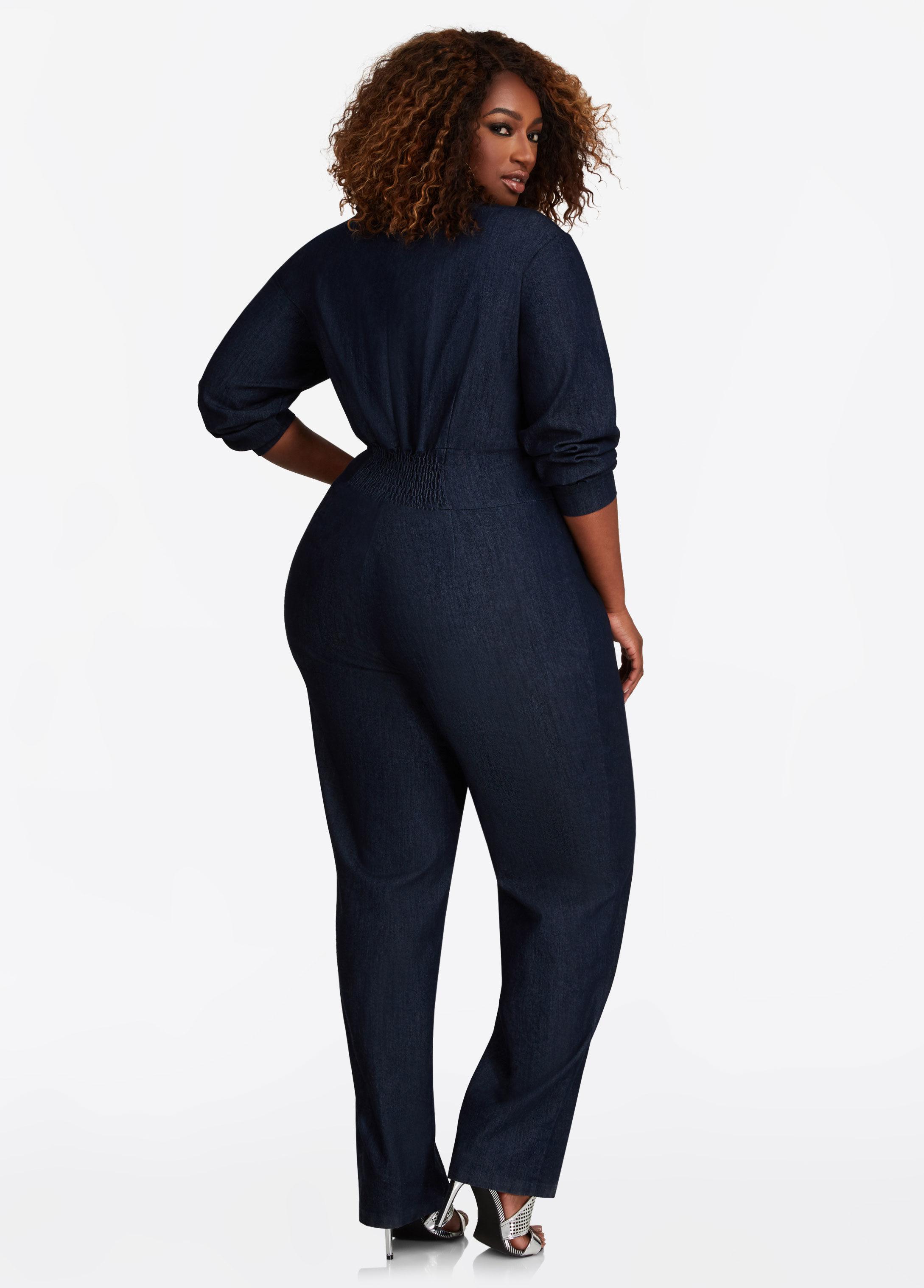 ashley stewart denim romper