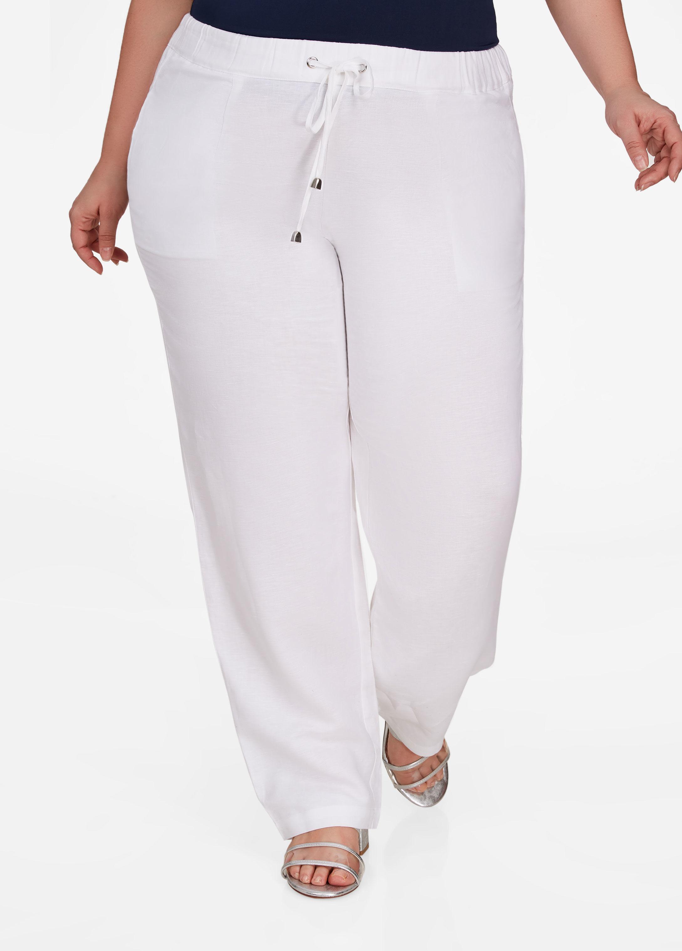 ashley stewart white linen pants