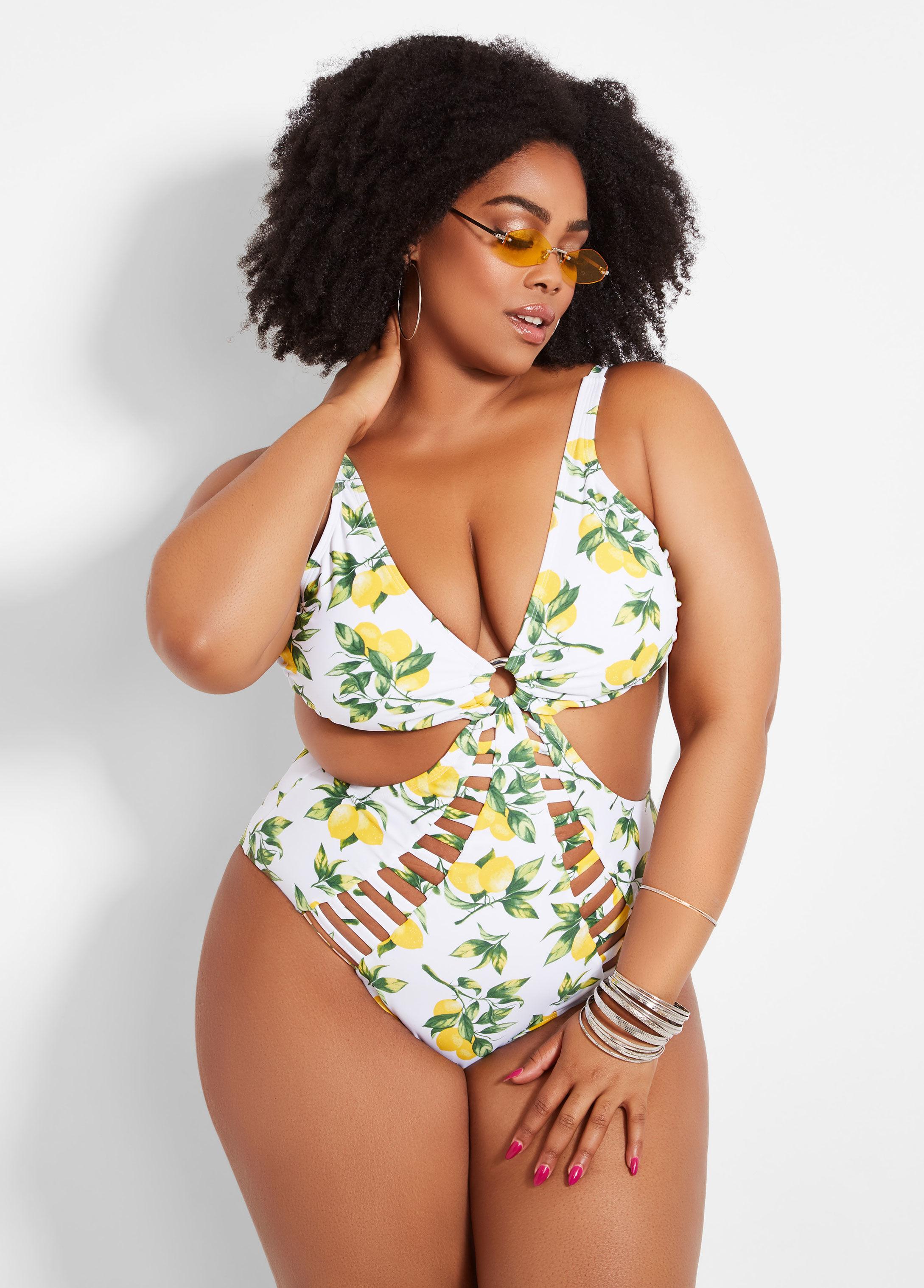 plus size lemon swimsuit