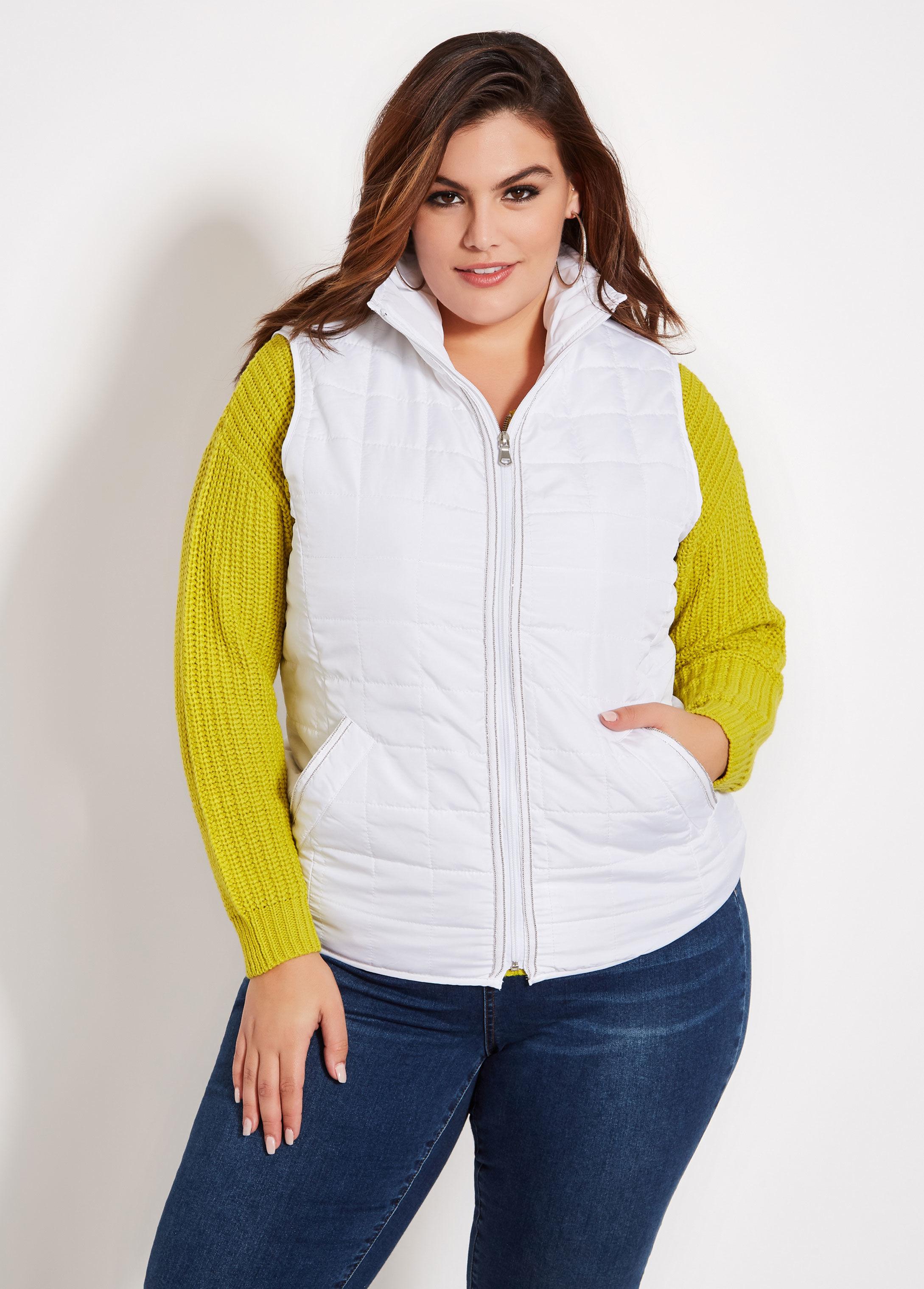 plus size white puffer vest