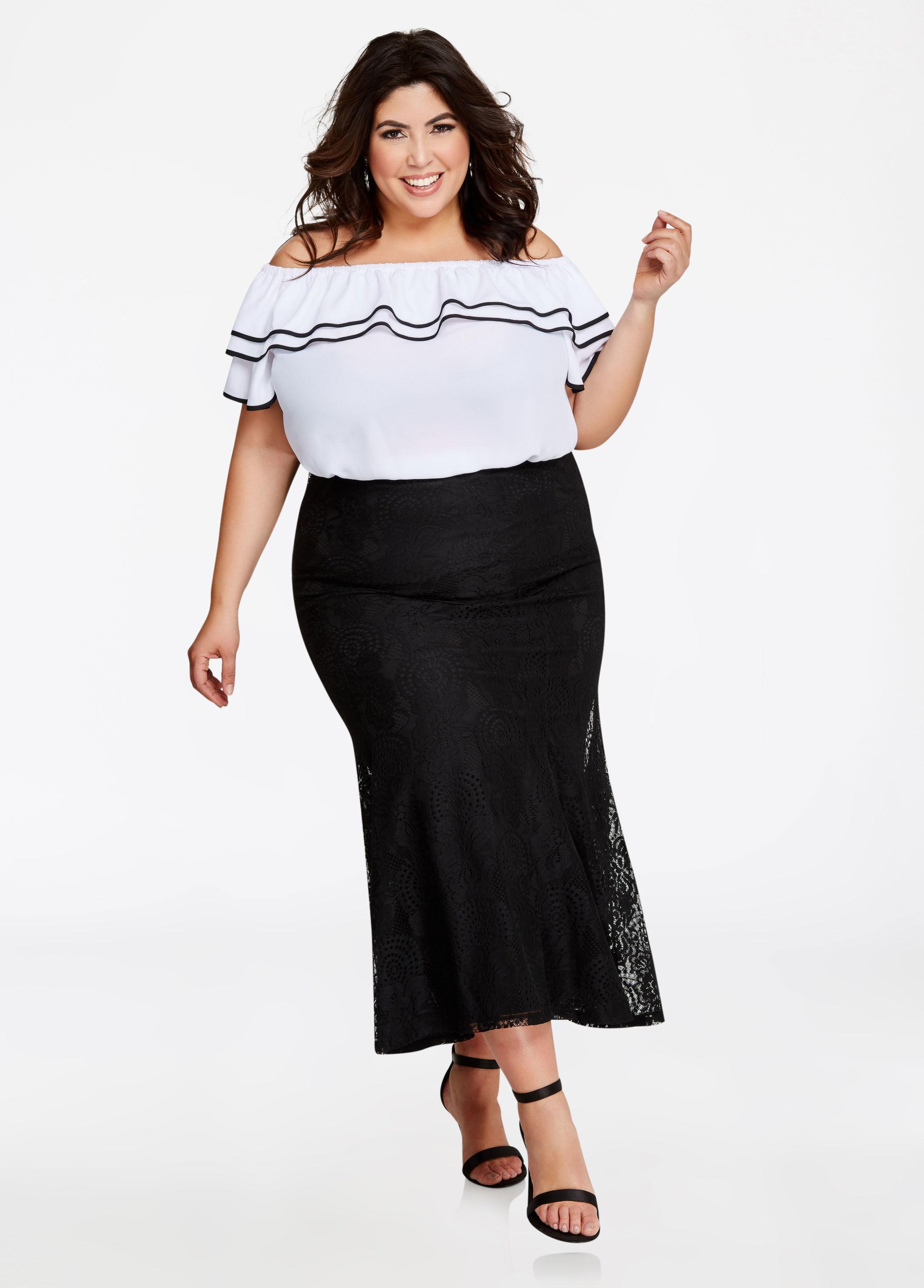 plus size mermaid maxi skirt