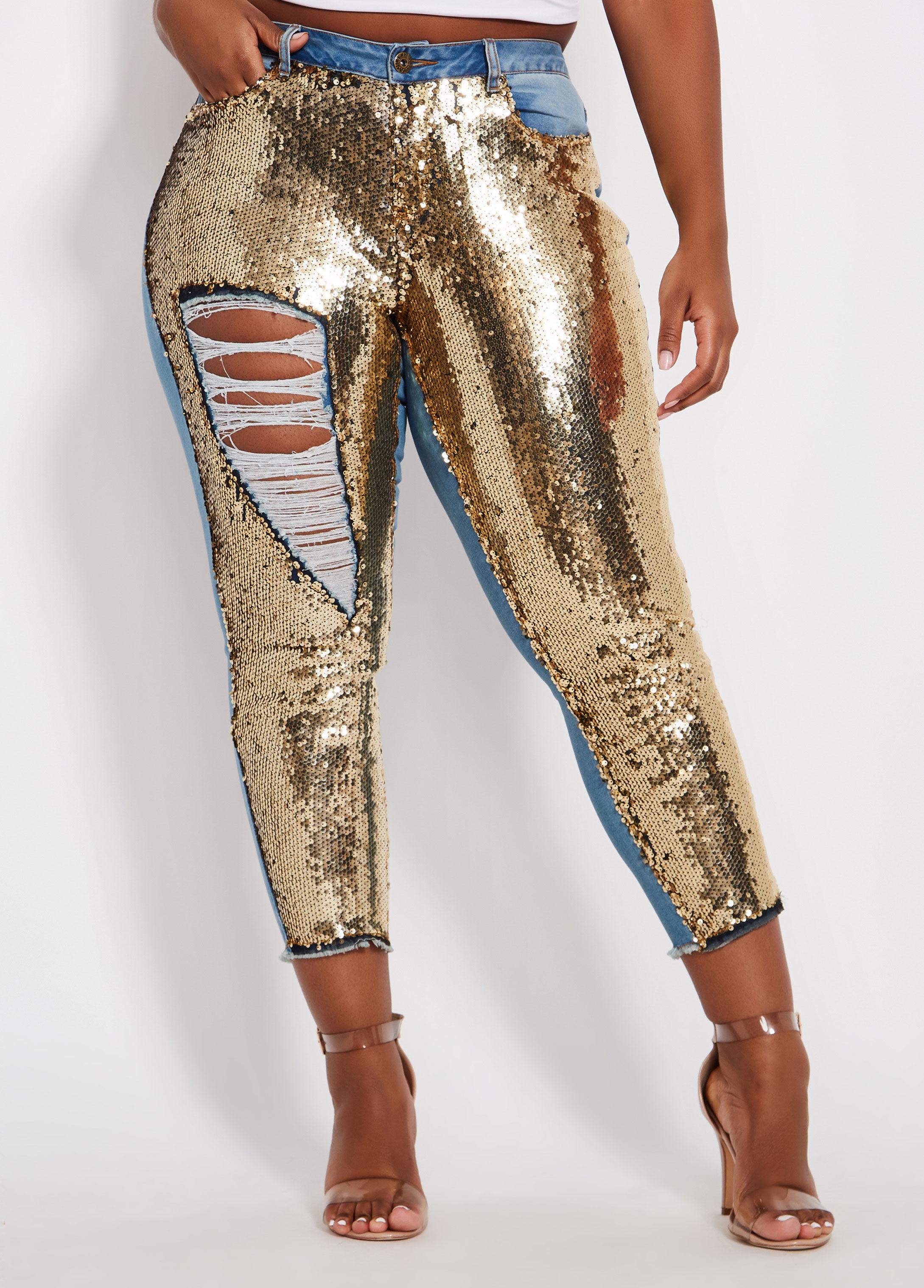 plus size sequin jeans