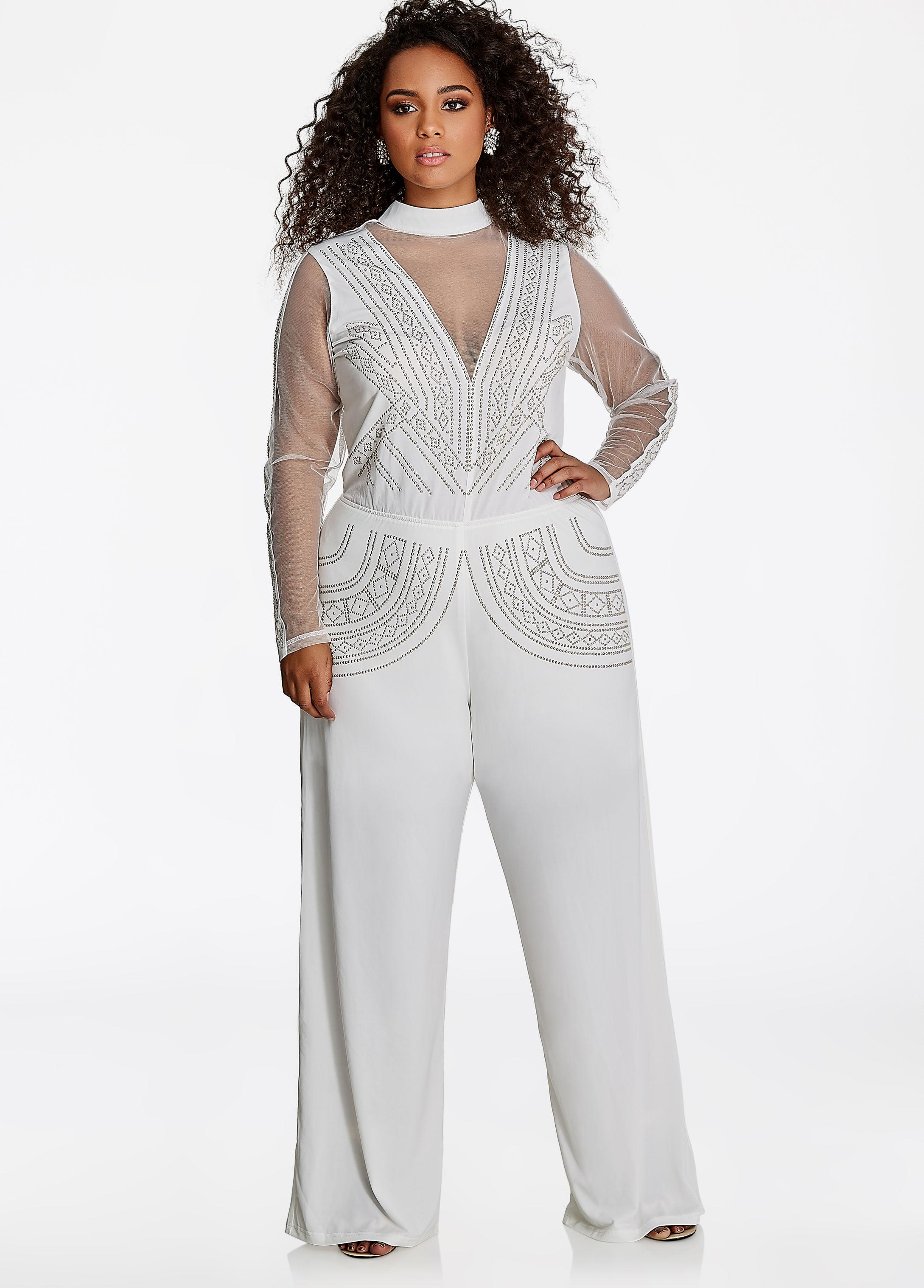 ashley stewart white jumpsuits