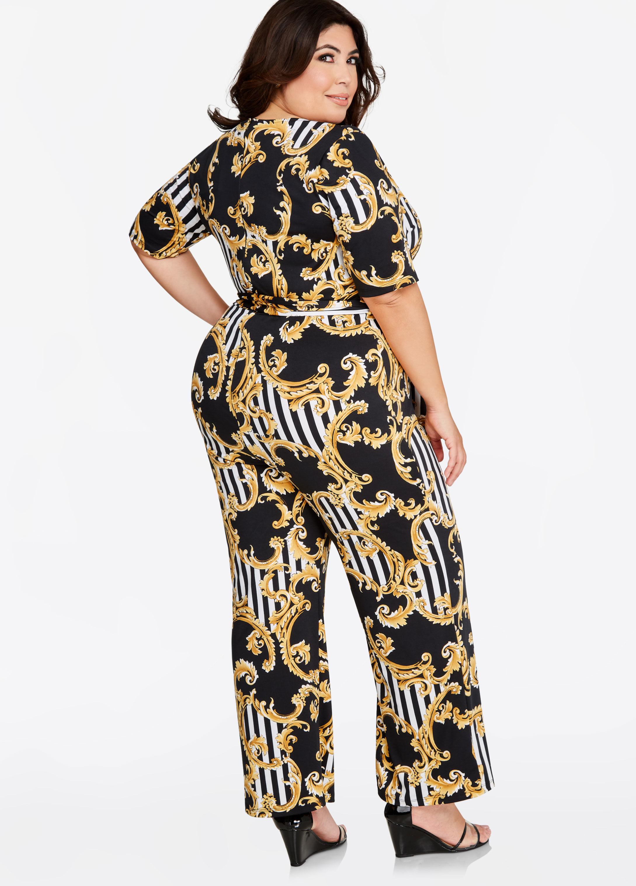 ashley stewart black and white jumpsuit