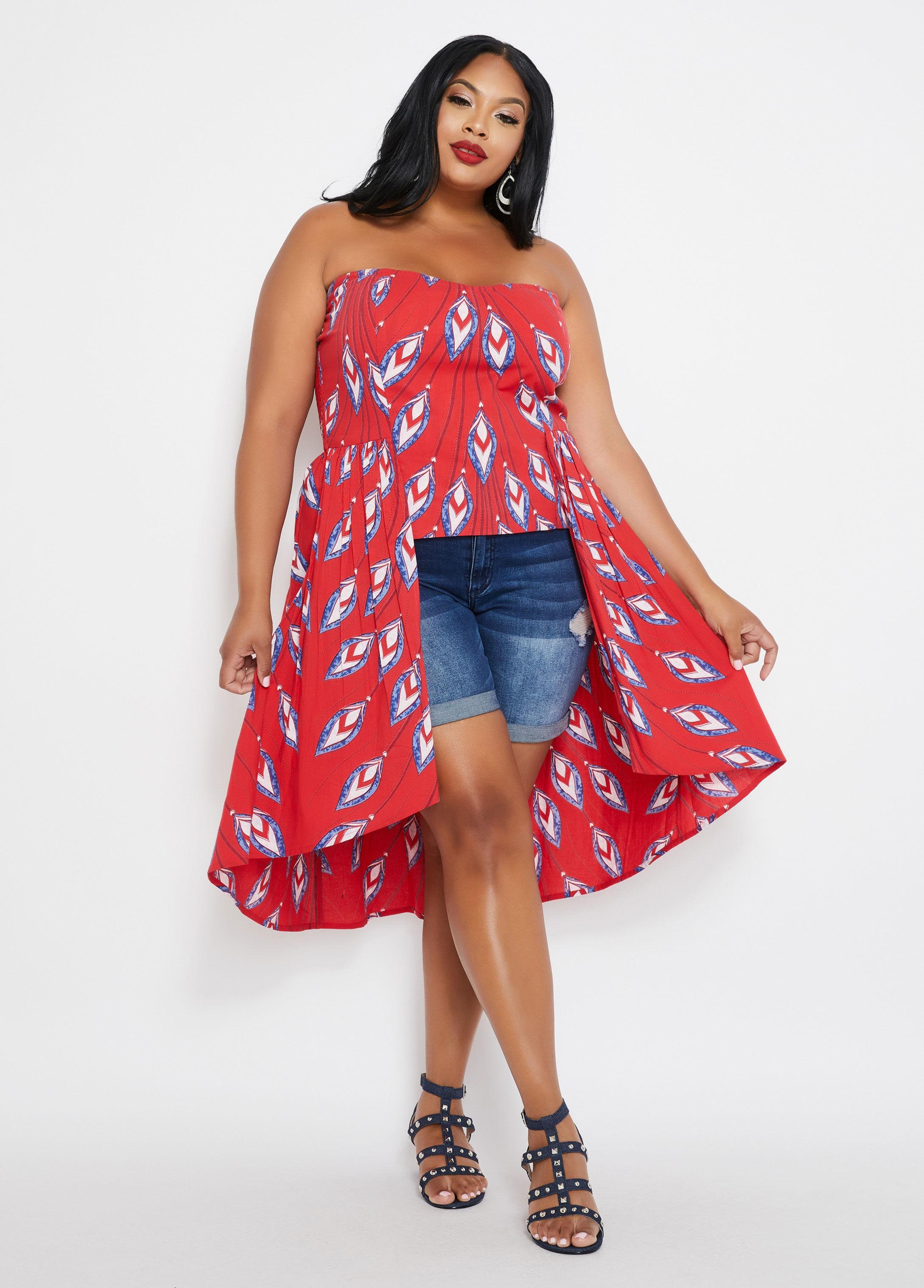 red plus size tube top
