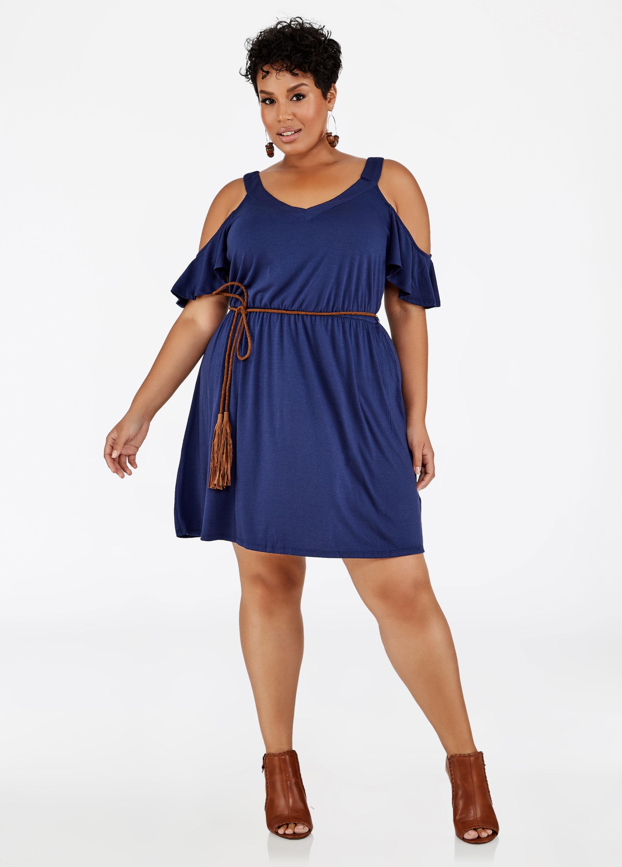 Ashley stewart navy blue dress Clearance