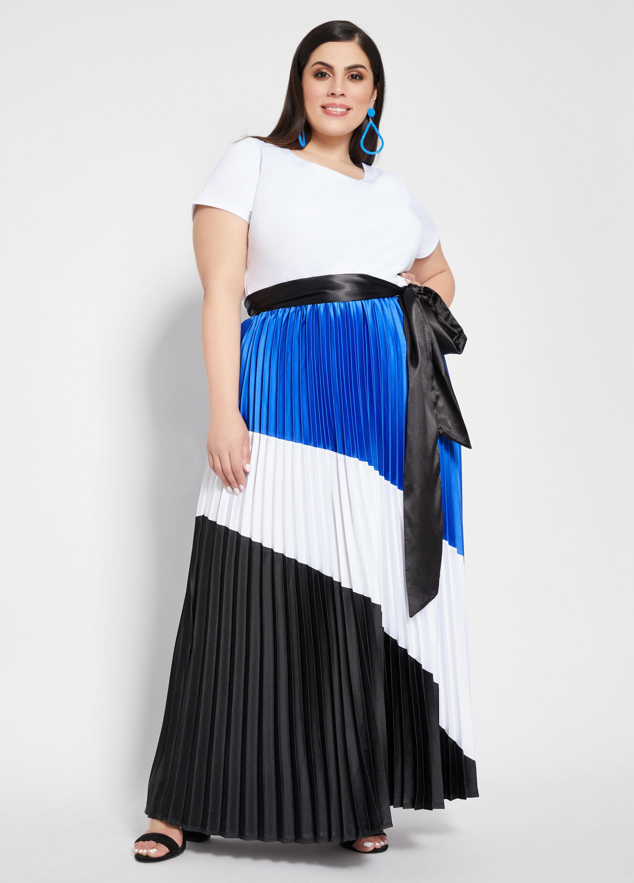 plus size pleated long skirt