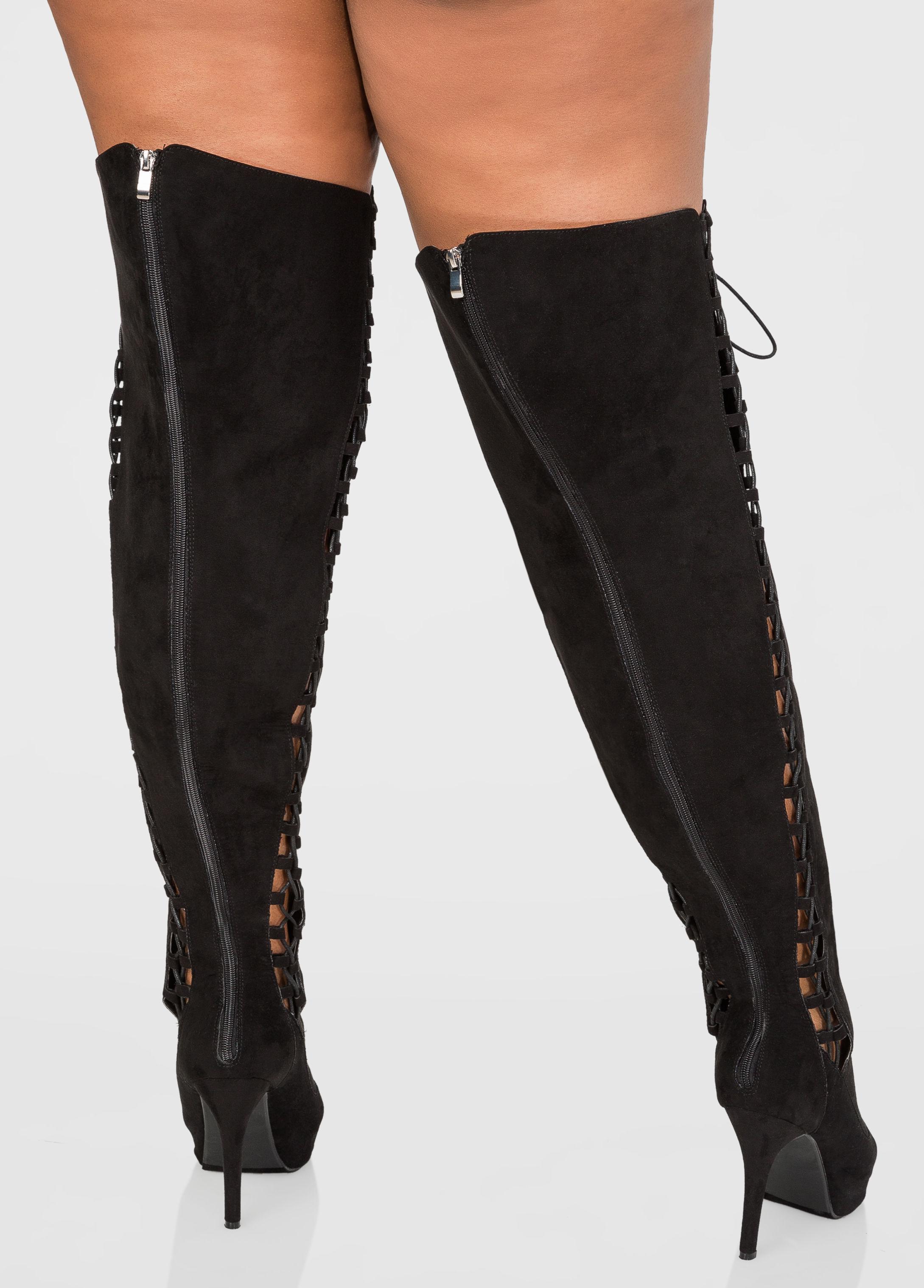 leather thigh high boots wide calf
