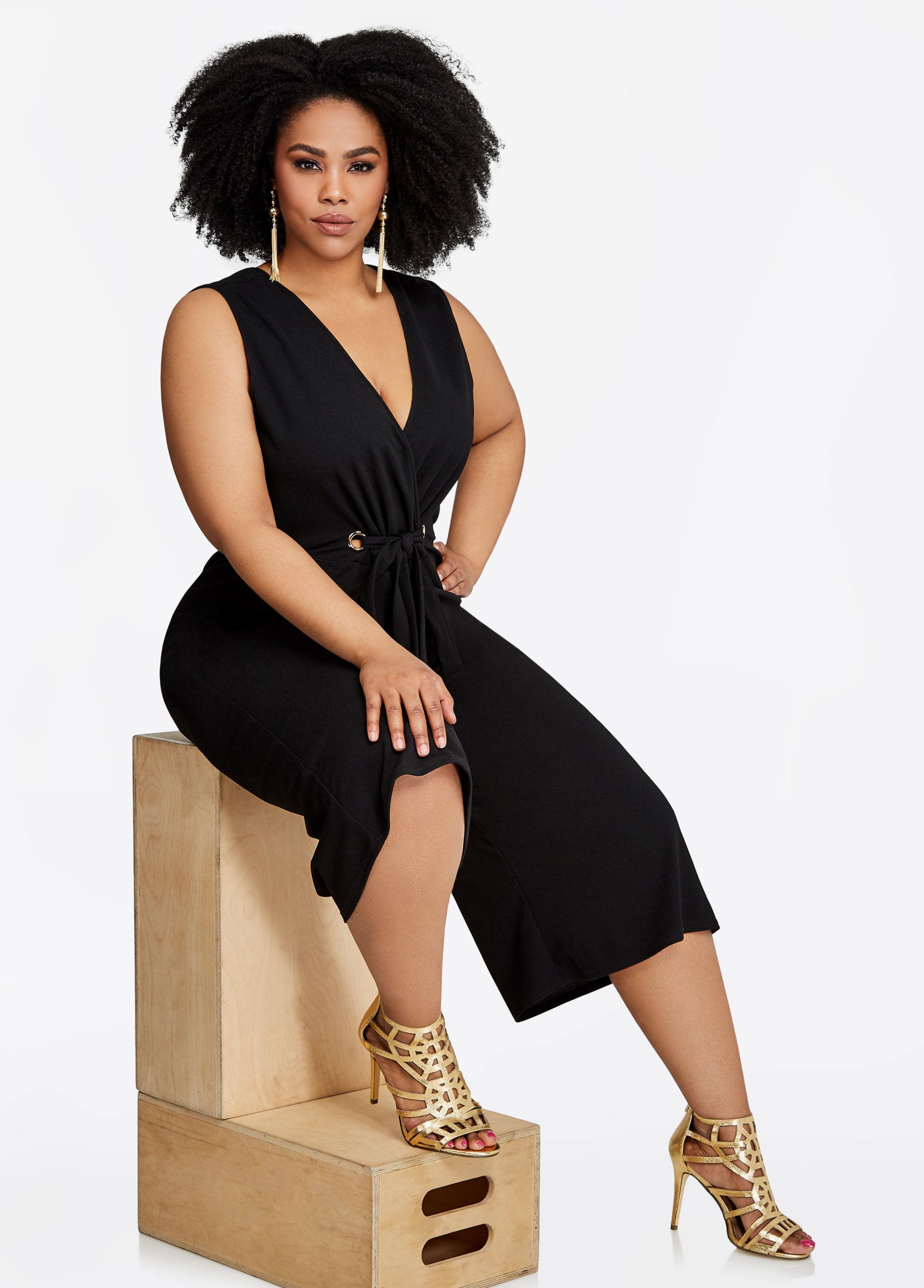 ashley stewart black jumpsuit