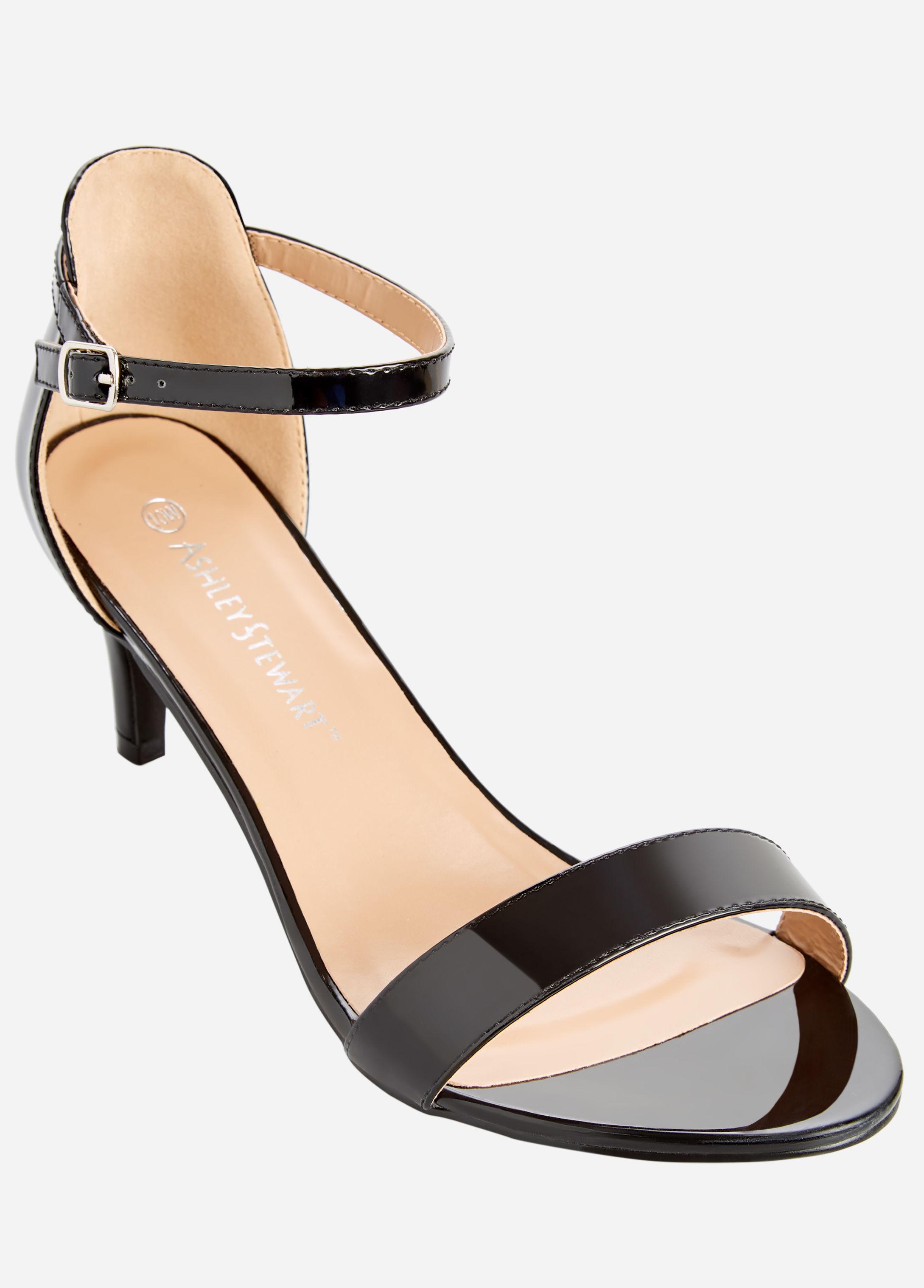 black strappy heels wide width