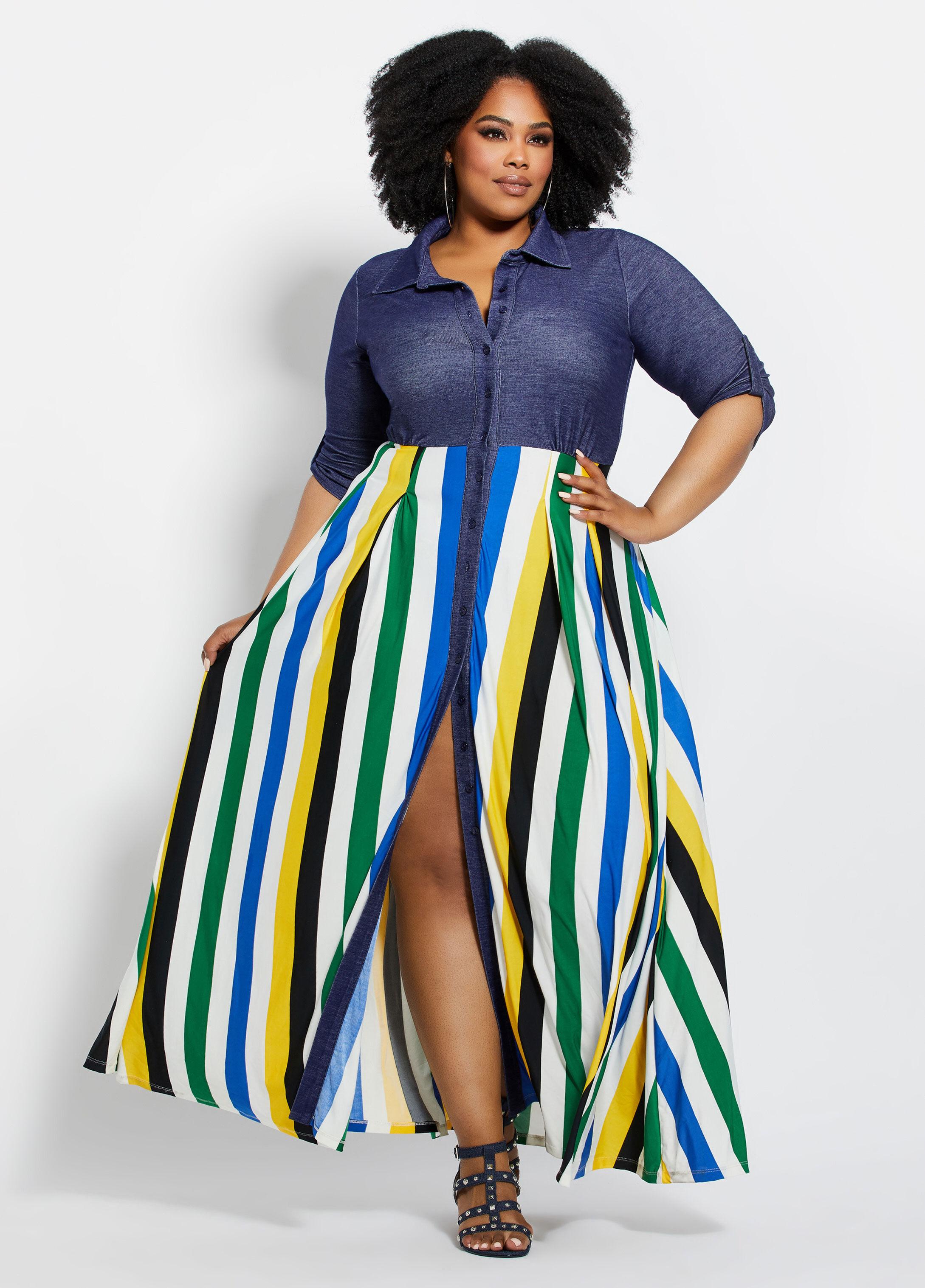 plus size chambray maxi dress