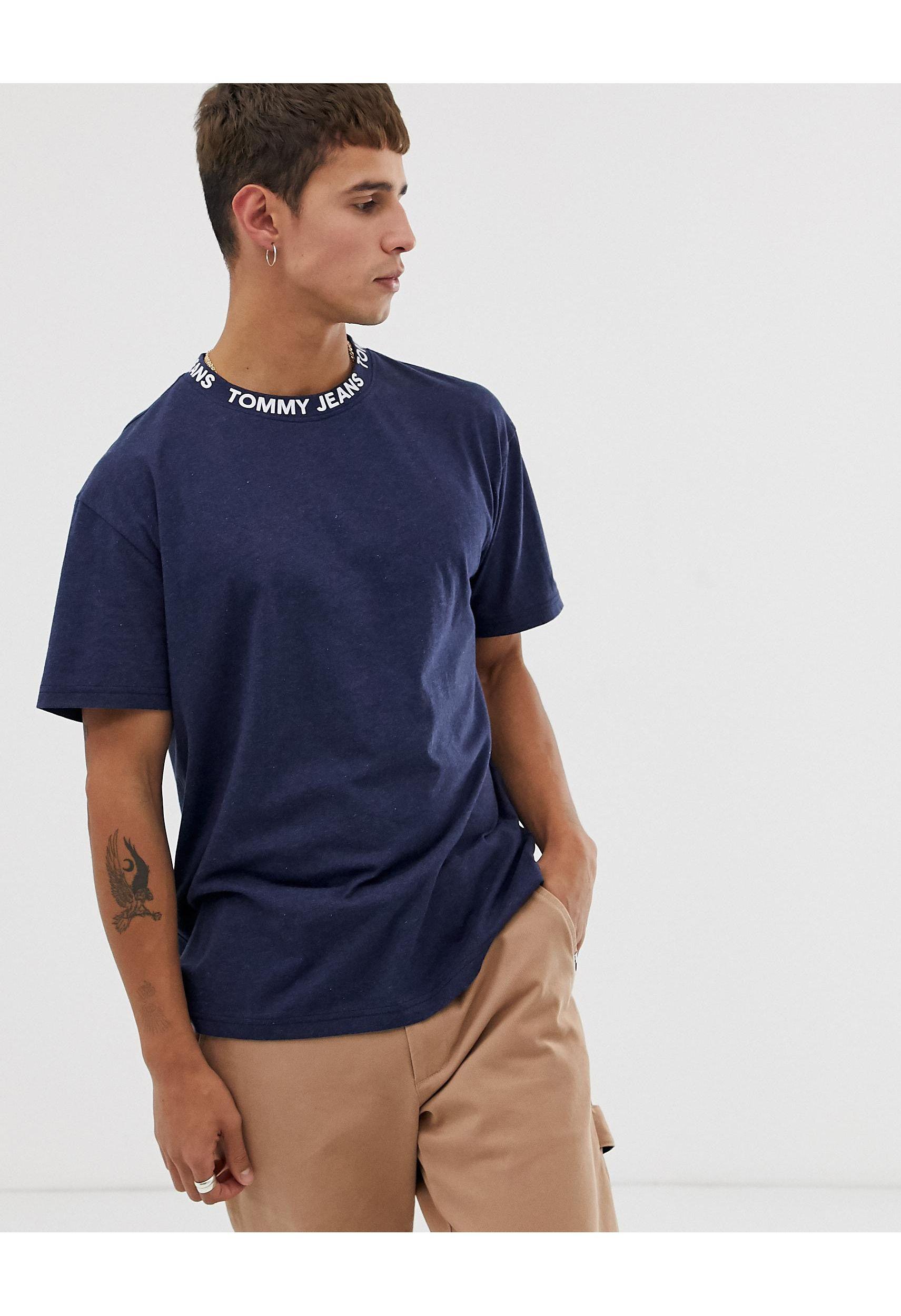 Tommy Hilfiger – Legeres T-Shirt mit Zierband am Kragen in Blau für Herren  | Lyst DE
