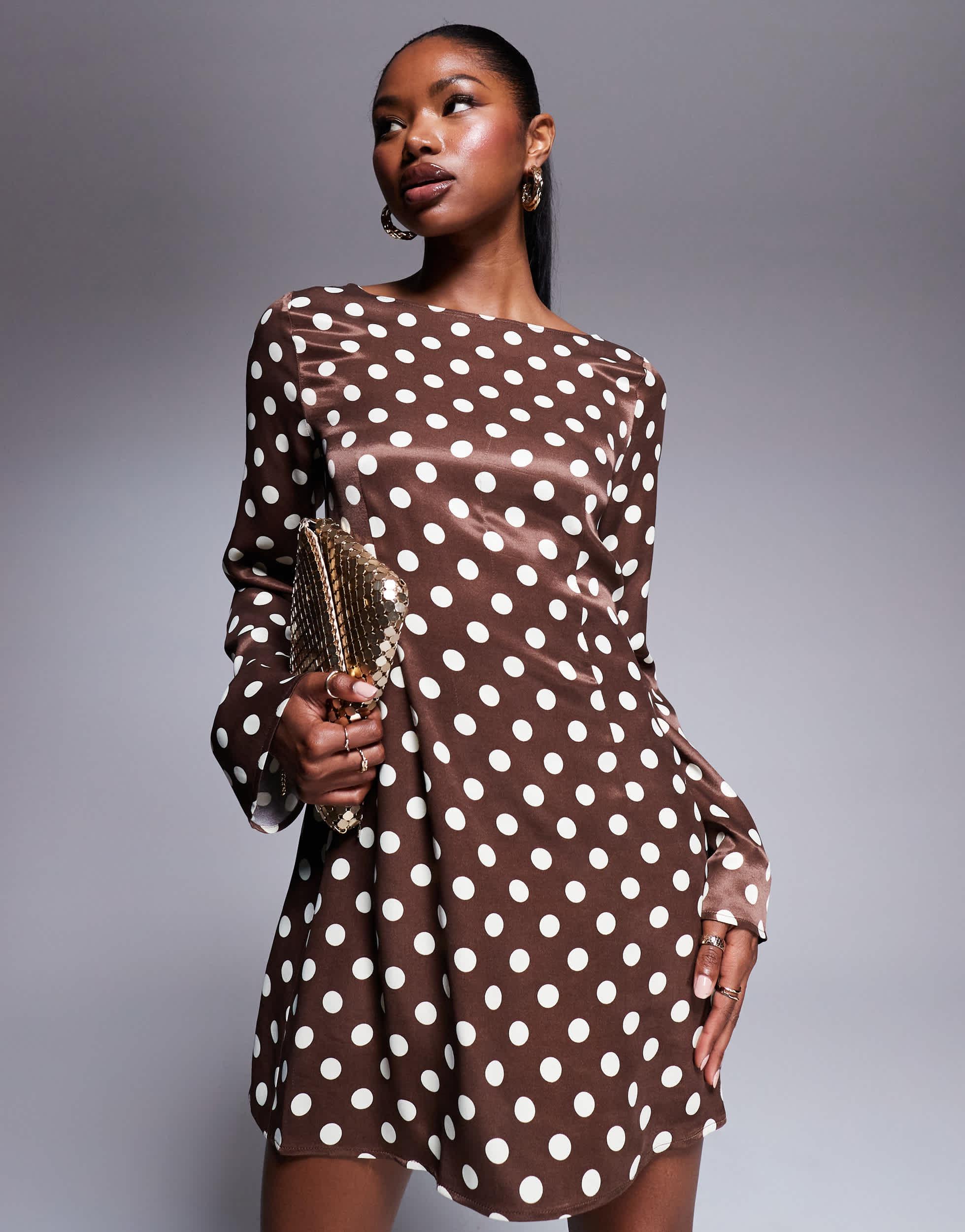 ASOS Satin Flare Sleeve Mini Dress | Lyst