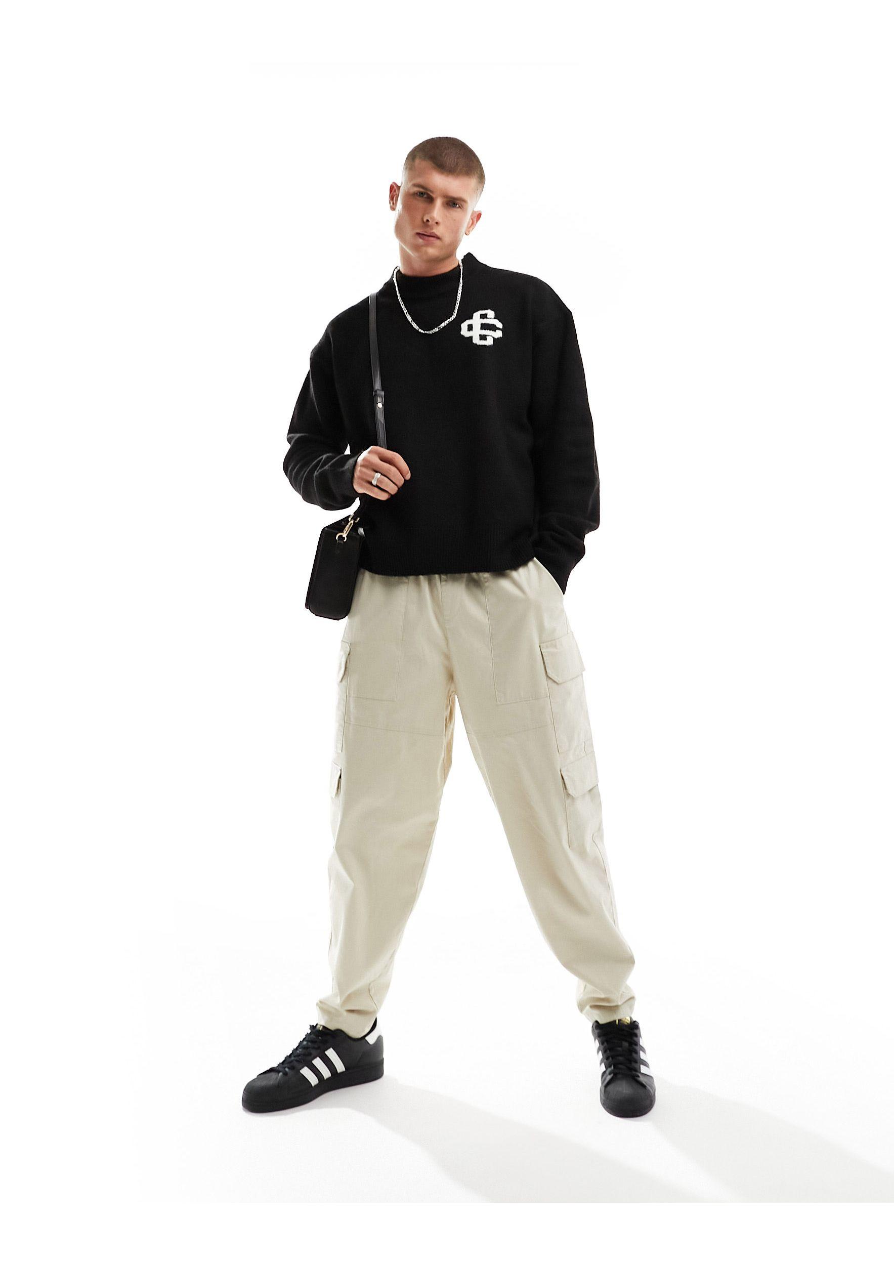 The Couture Club Fluffy Knitted Jumper With Logo in Black for Men