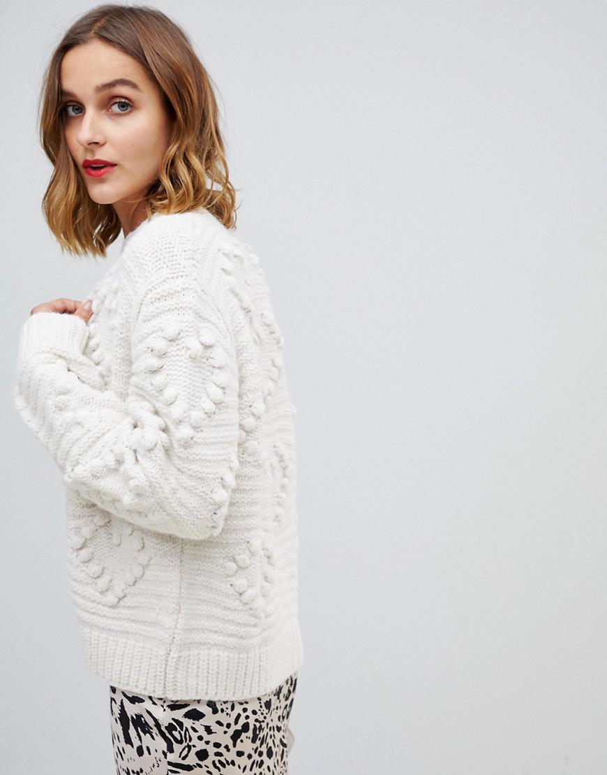 cream bobble knit cardigan