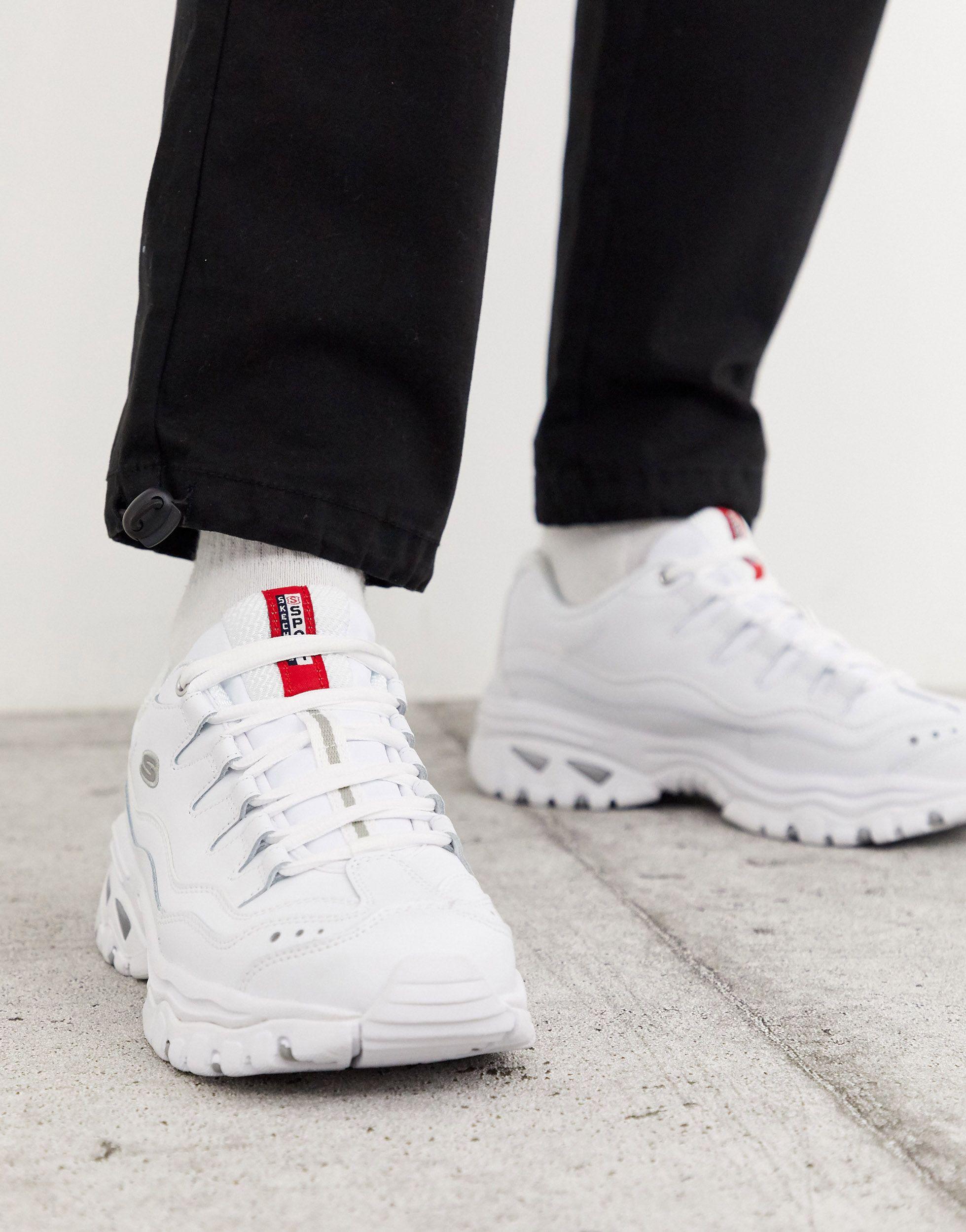 Skechers Leer Energy - Sneakers Met Dikke Zool in het Wit voor heren - Lyst