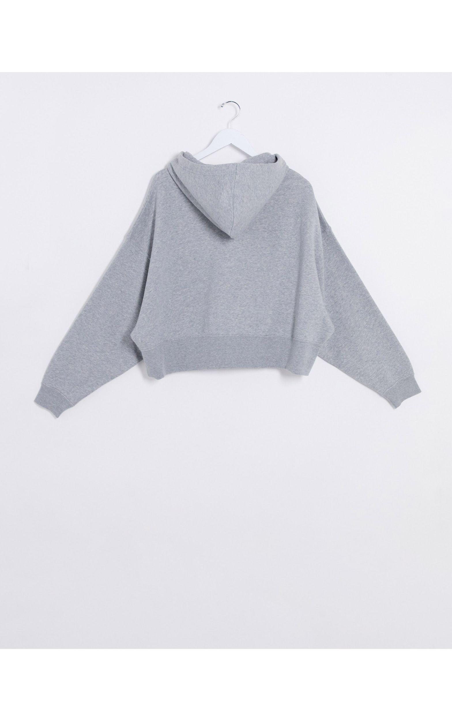 Nike Mini Swoosh Oversized Cropped Grey Zip-through Hoodie in Grey | Lyst UK