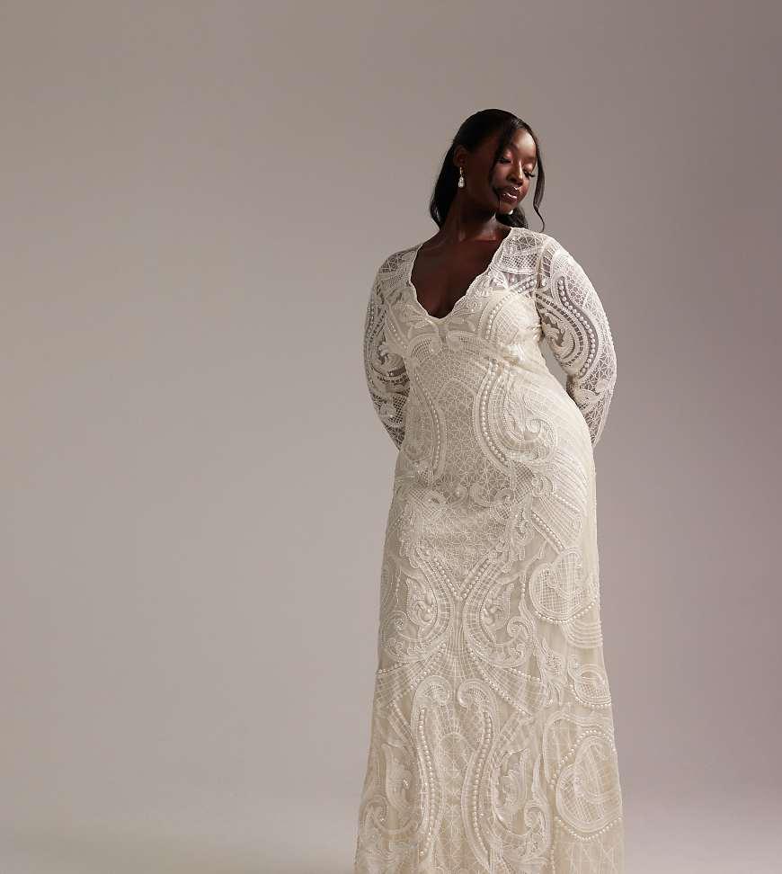 asos design long sleeve maxi dress in embroidered mesh ASOS DESIGN mesh long sleeve maxi dress in orange floral
