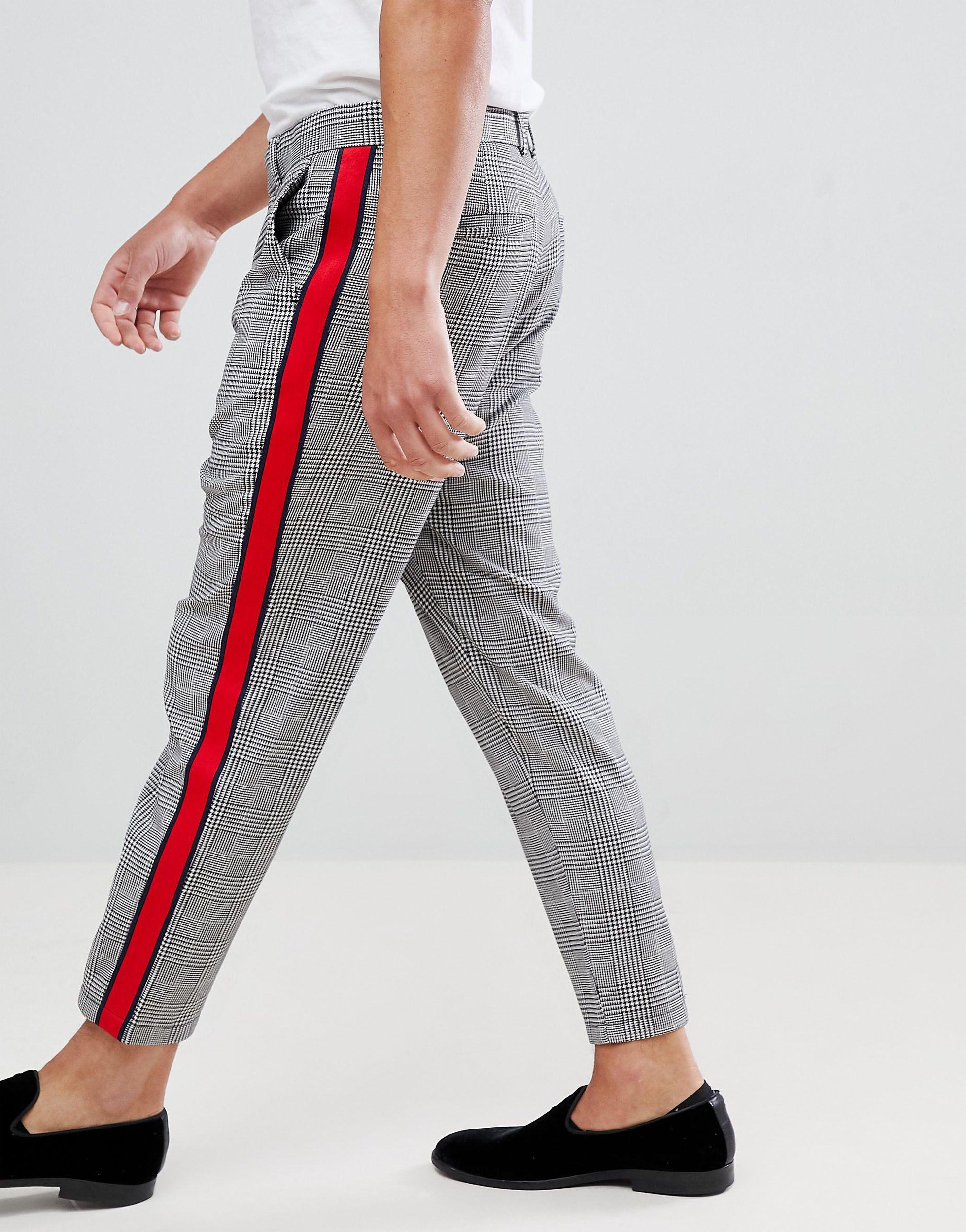 Pantaloni grigi a quadri con righe lateraliBershka in Denim da Uomo colore  Grigio | Lyst