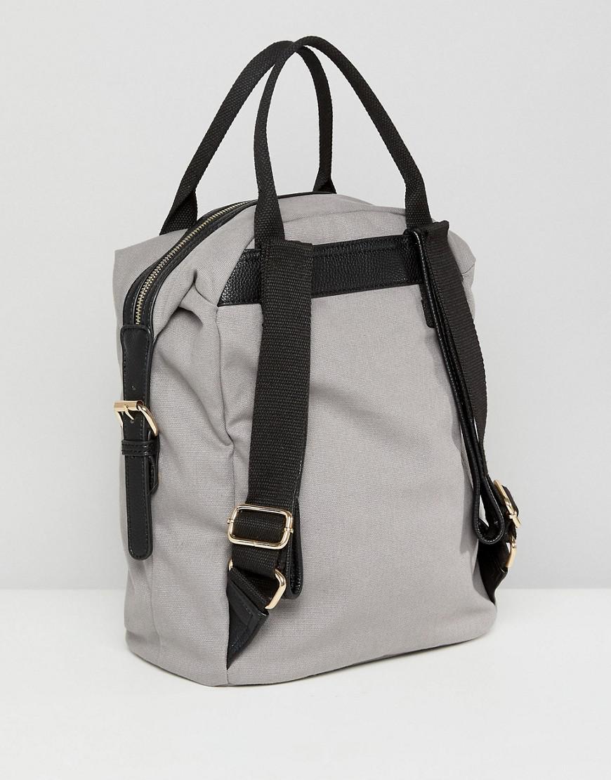 Sac dos en toile avec fermeture clair et deux anses ASOS en coloris Gris |  Lyst