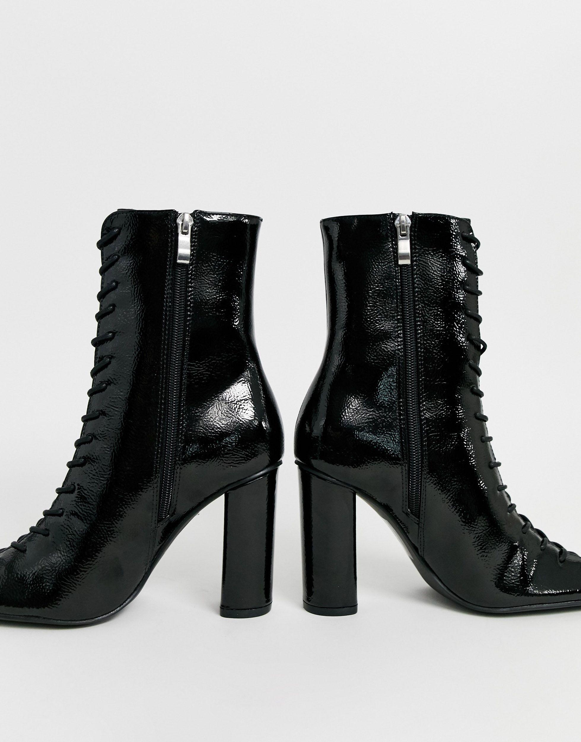 king black patent croc lace up boots