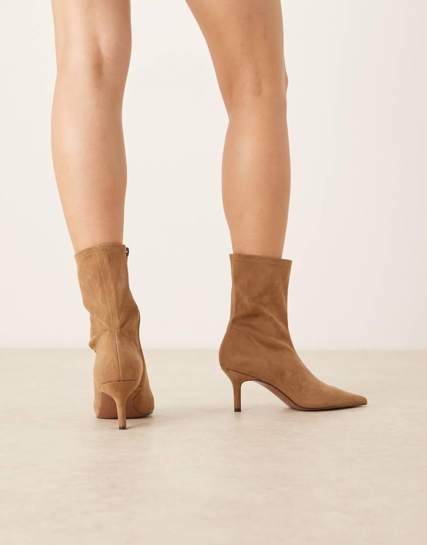 Suede Asos Kitten Heel Boots ASOS DESIGN Cleona Premium Leather