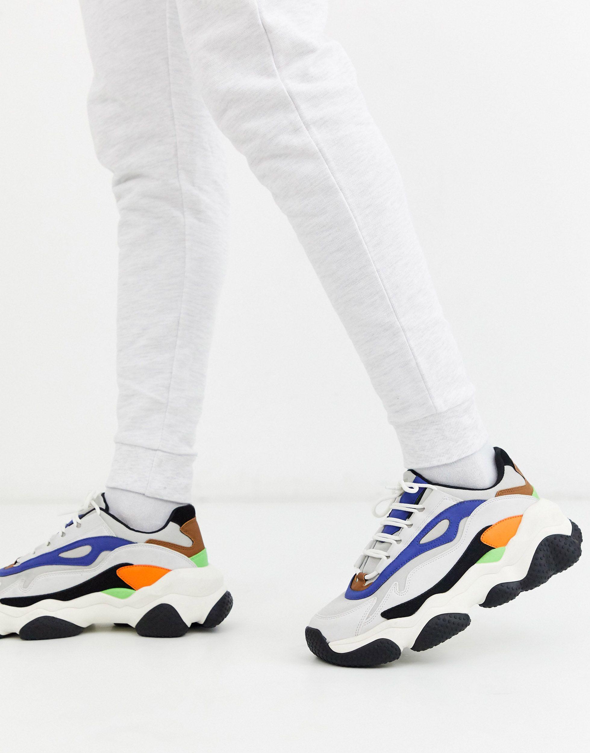 Bershka Synthetic Chunky Sneakers With Contrast Panels in Blue for Men -  Lyst