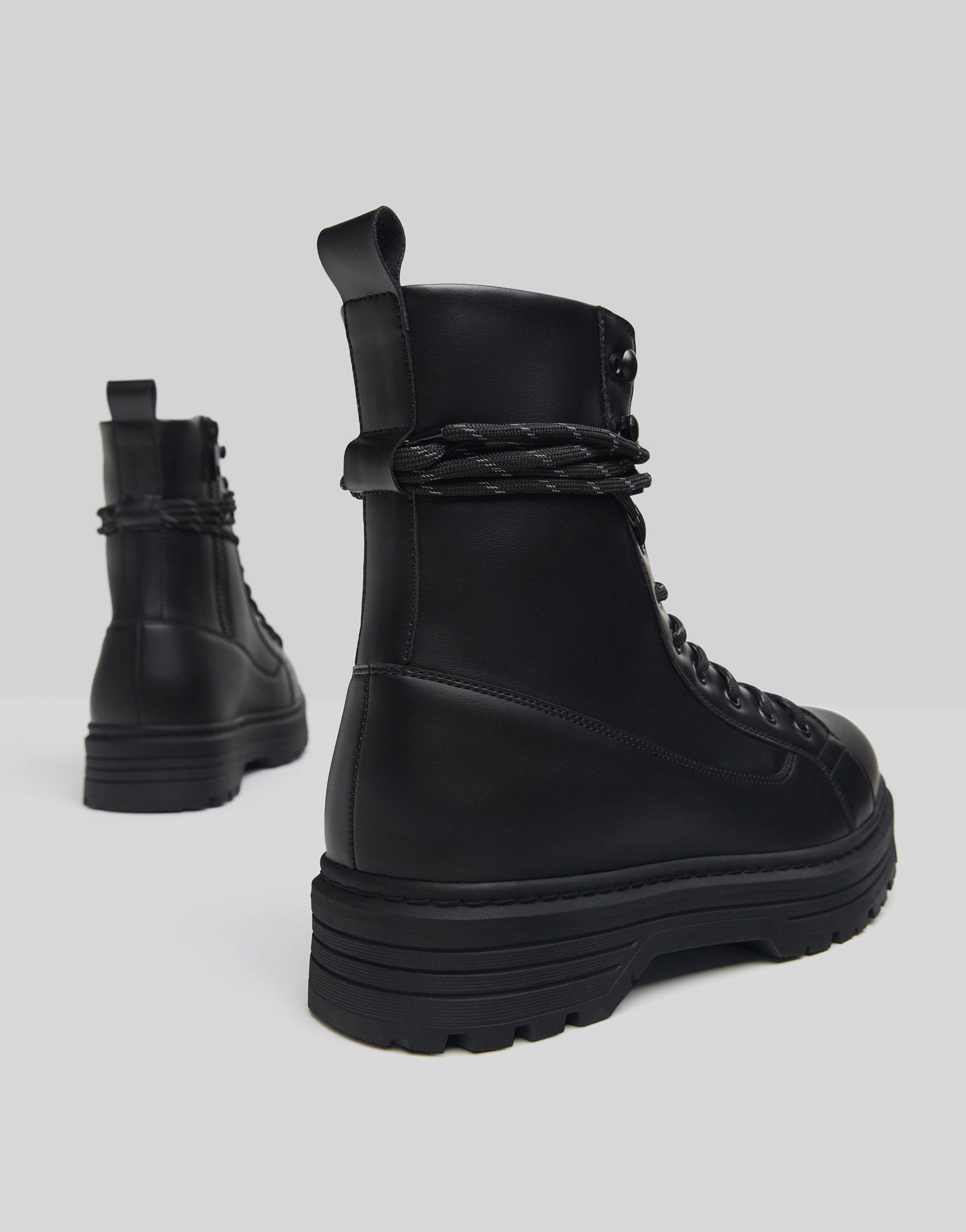 Bershka Lace Up Boots in Black for Men | Lyst