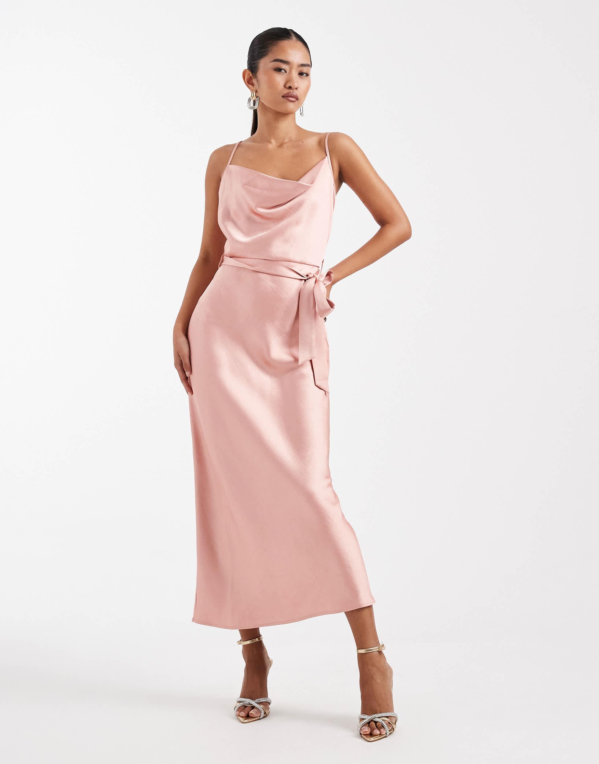 midaxi bridesmaid dress Cross Neck Pleated Midaxi Chiffon Dress / Blush  Style Cheat