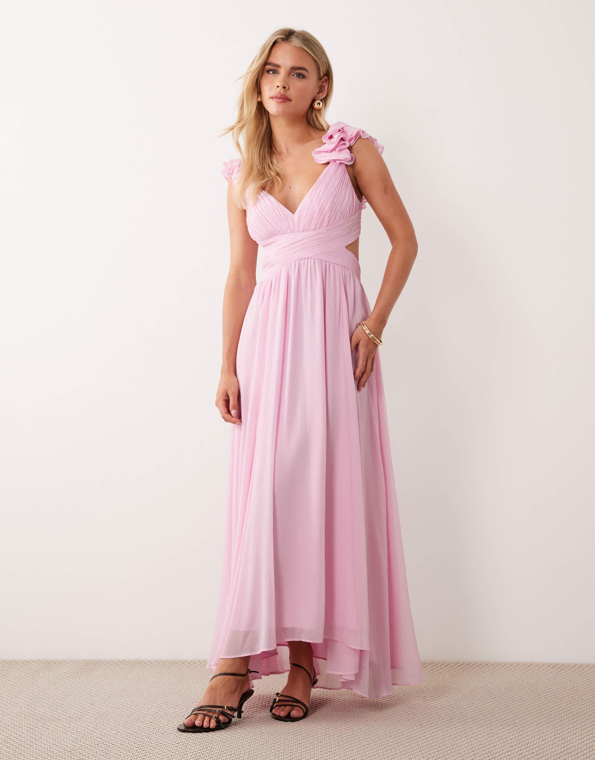 strapless open back dress FOREVER NEW Eve Curve Jacquard Seam Midi Dress Dolly Pink – THE PERFECT PFIT main image 1