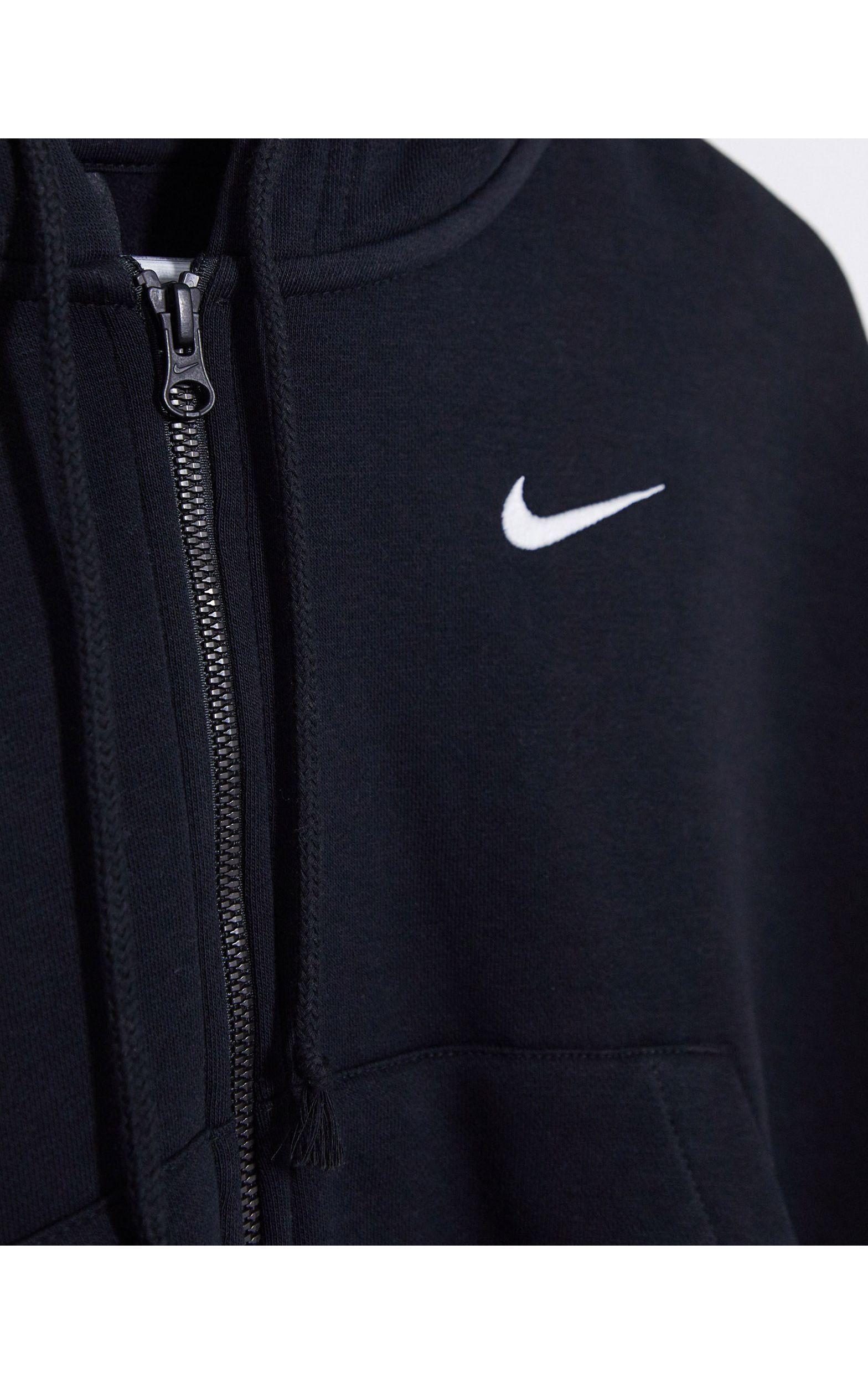 Nike Cotton Mini Swoosh Oversized Cropped Zip Through Hoodie in Black - Lyst