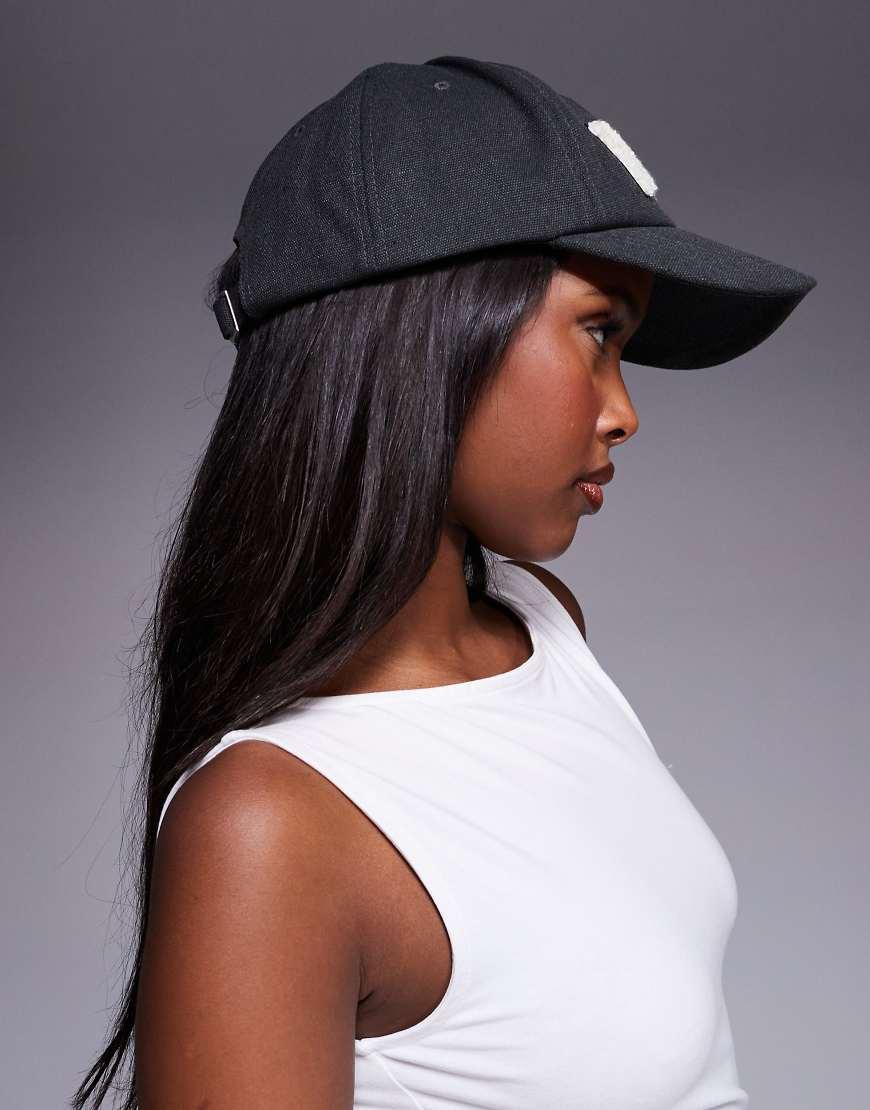 ASOS Weekend Collective Baseball Cap With Varsity Graphic in Black