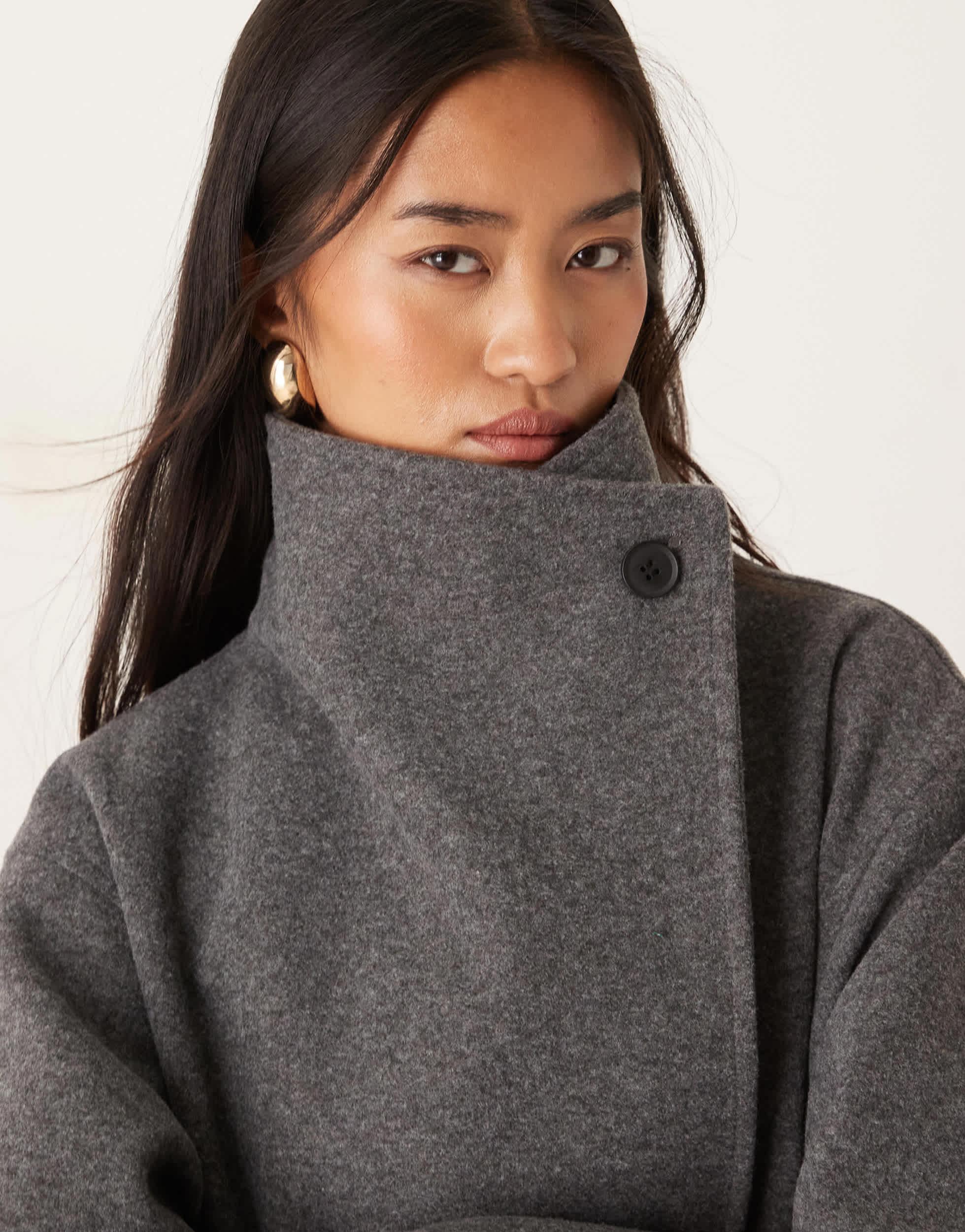 Gina Tricot High Neck Short Jacket in Gray | Lyst