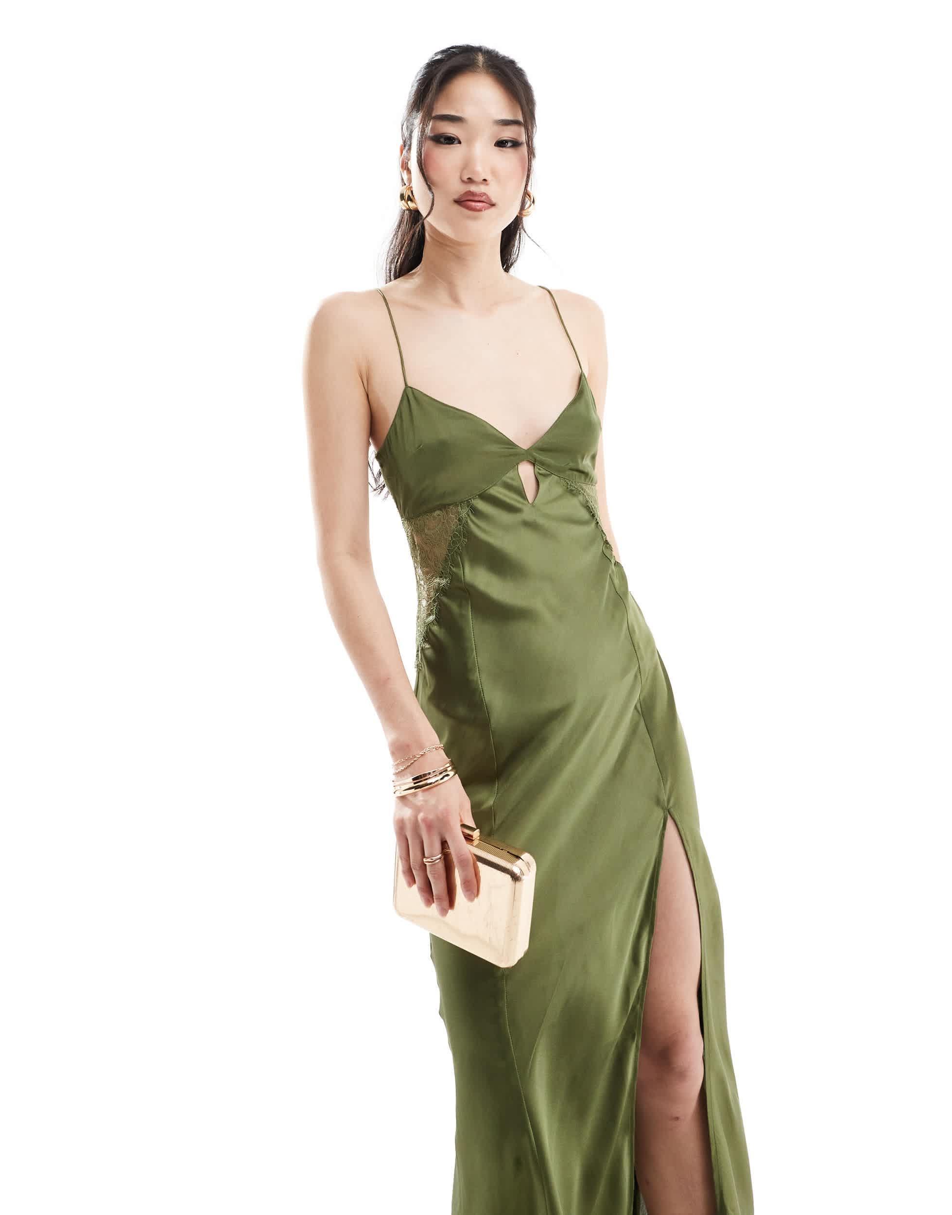 charm star lace & ruffle trim silk dress Karmine Lace Ruffled Sleeve Slip Dress main image 1